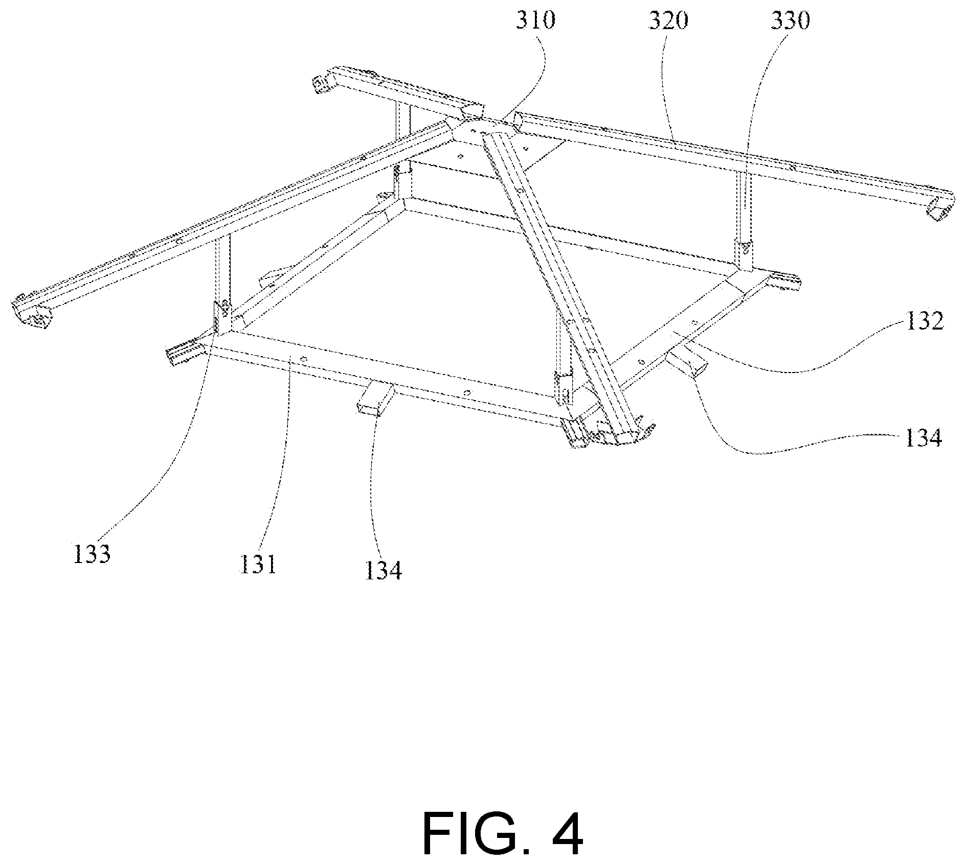 Patent US12134909 Figure 3 – Outdoor fixed tent with assembly structure, buckle mechanism, and assembly method for fixed tent