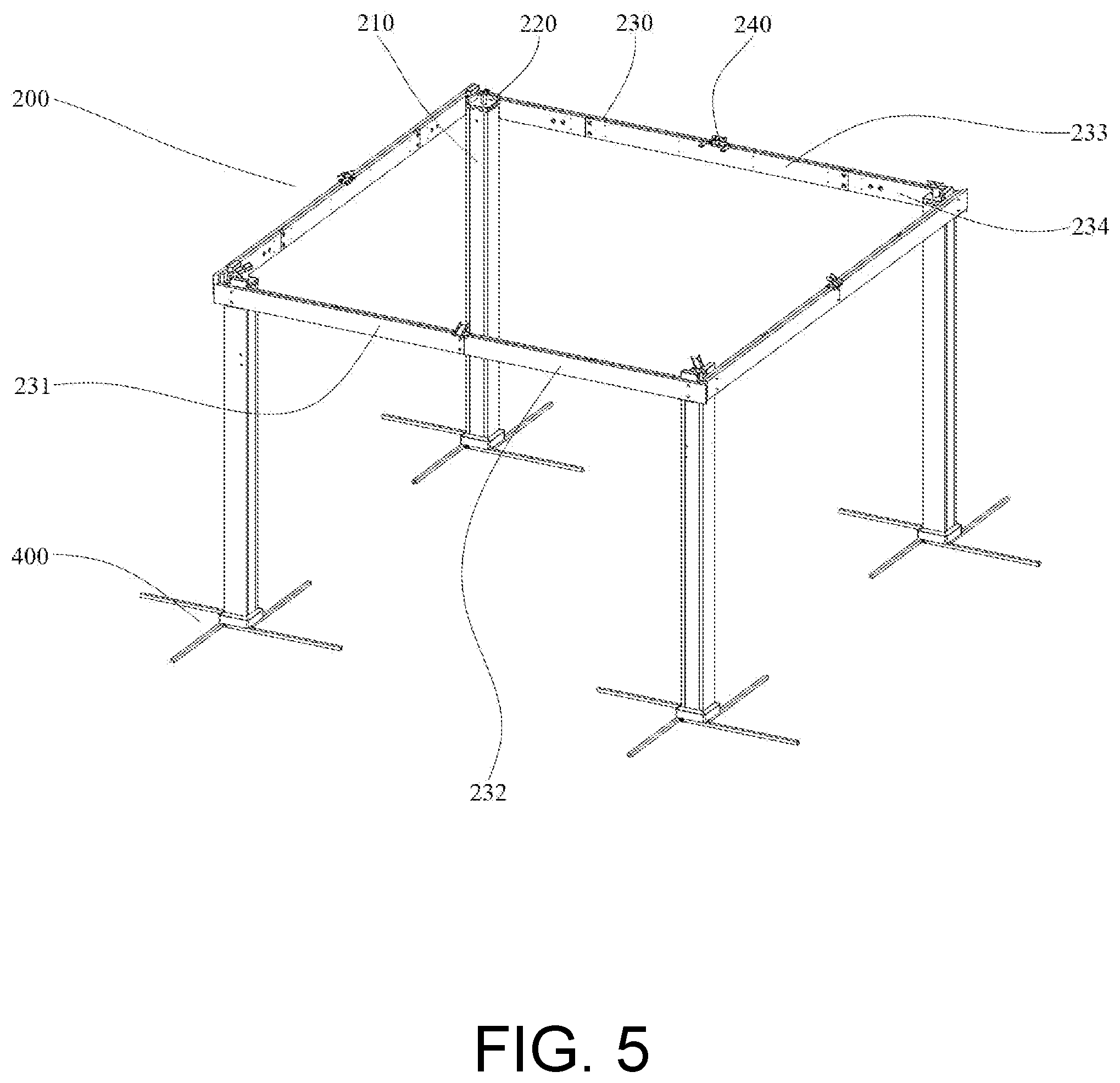 Patent US12134909 Figure 4 – Outdoor fixed tent with assembly structure, buckle mechanism, and assembly method for fixed tent