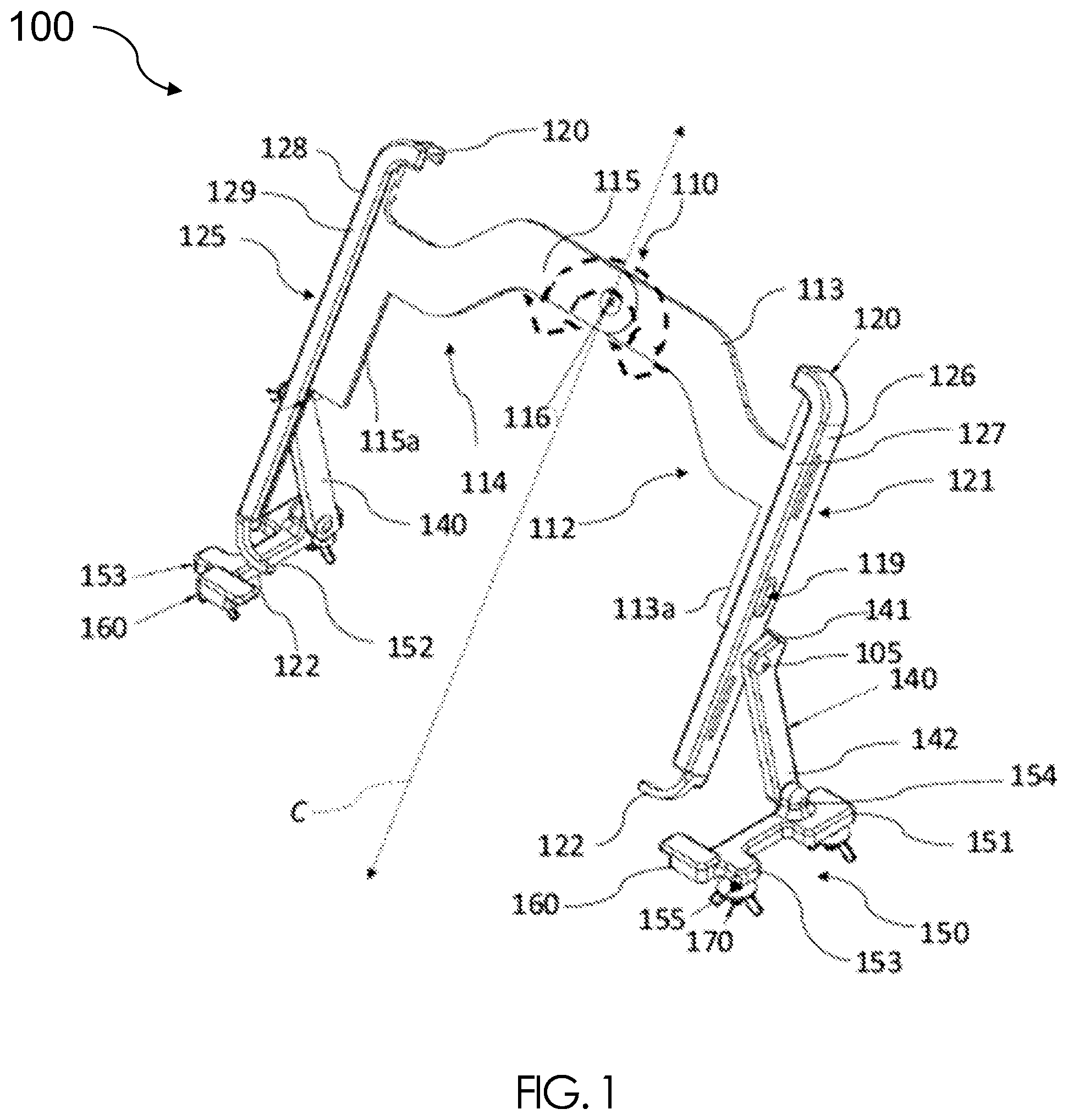 Patent US12134919 Figure 1 – Table top security apparatus for a portable electronic device