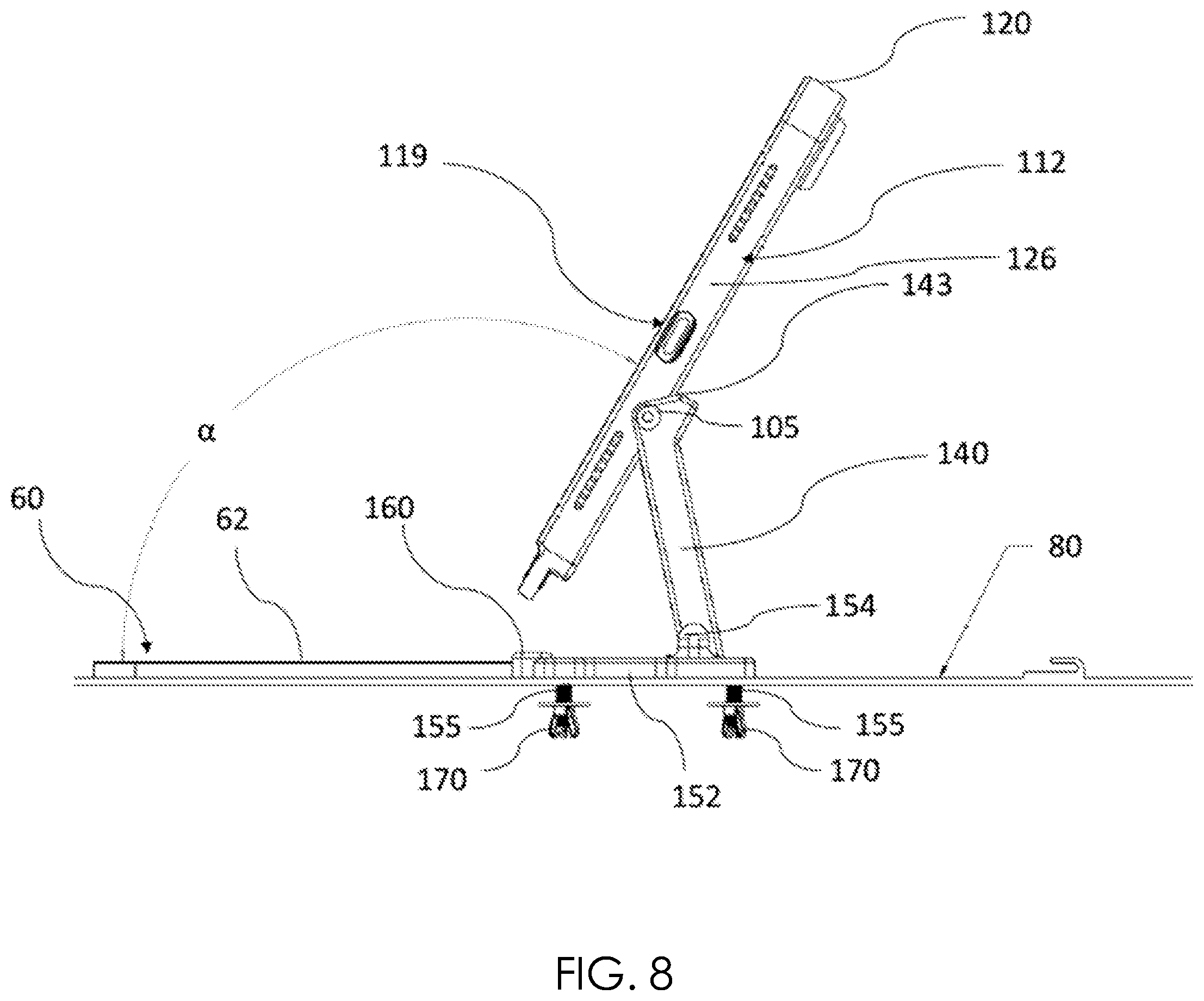 Patent US12134919 Figure 8 – Table top security apparatus for a portable electronic device