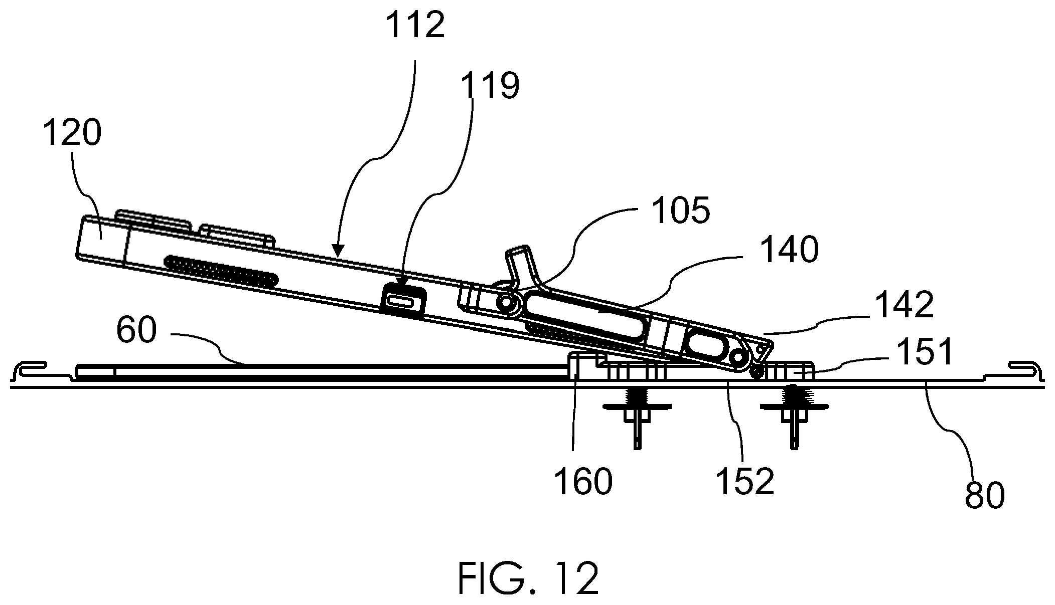 Patent US12134919 Figure 12 – Table top security apparatus for a portable electronic device
