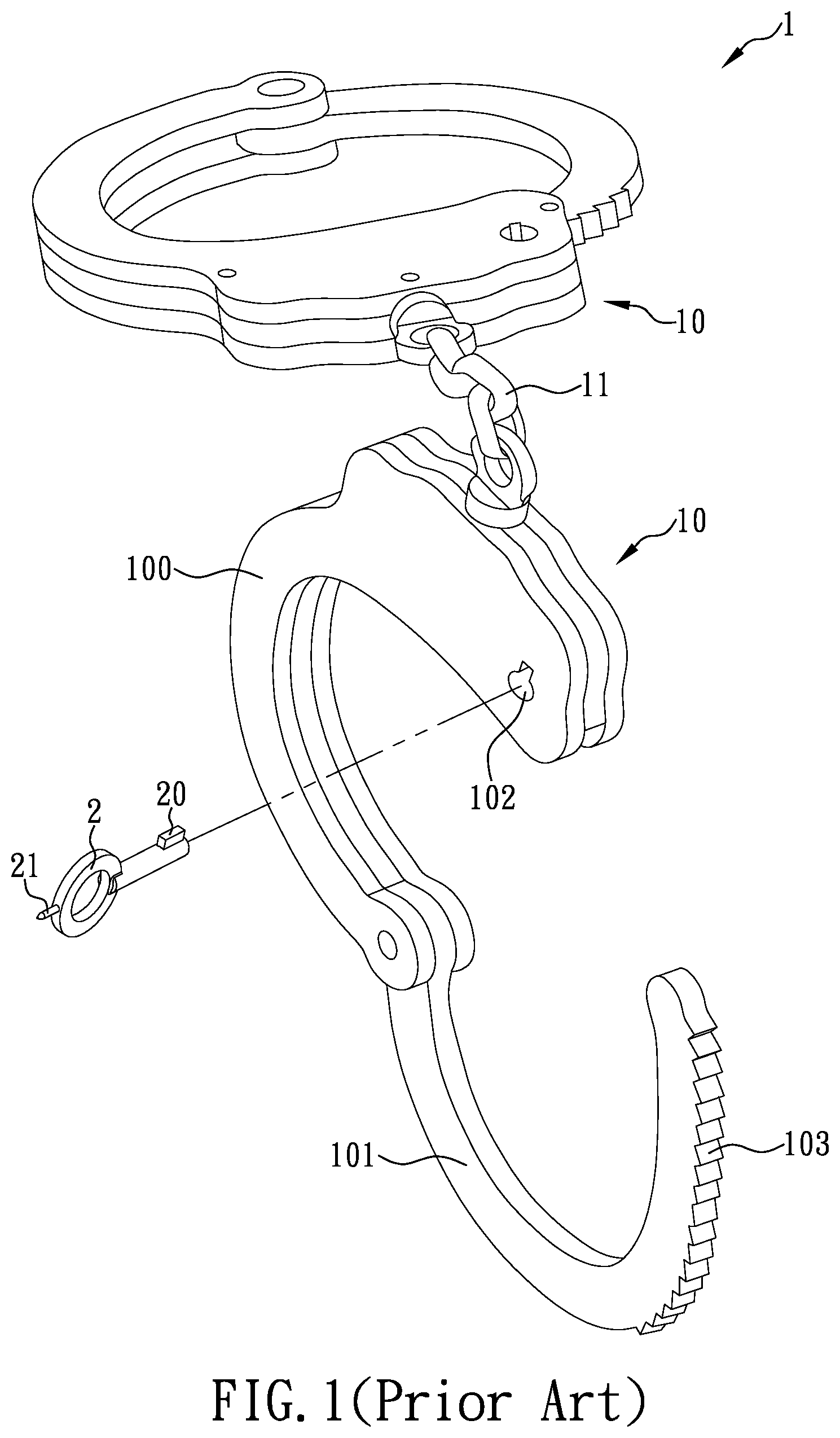 Patent US12134920 — Handcuff ring with mechanism for enhanced locking and handcuffs having the same — Figure 1