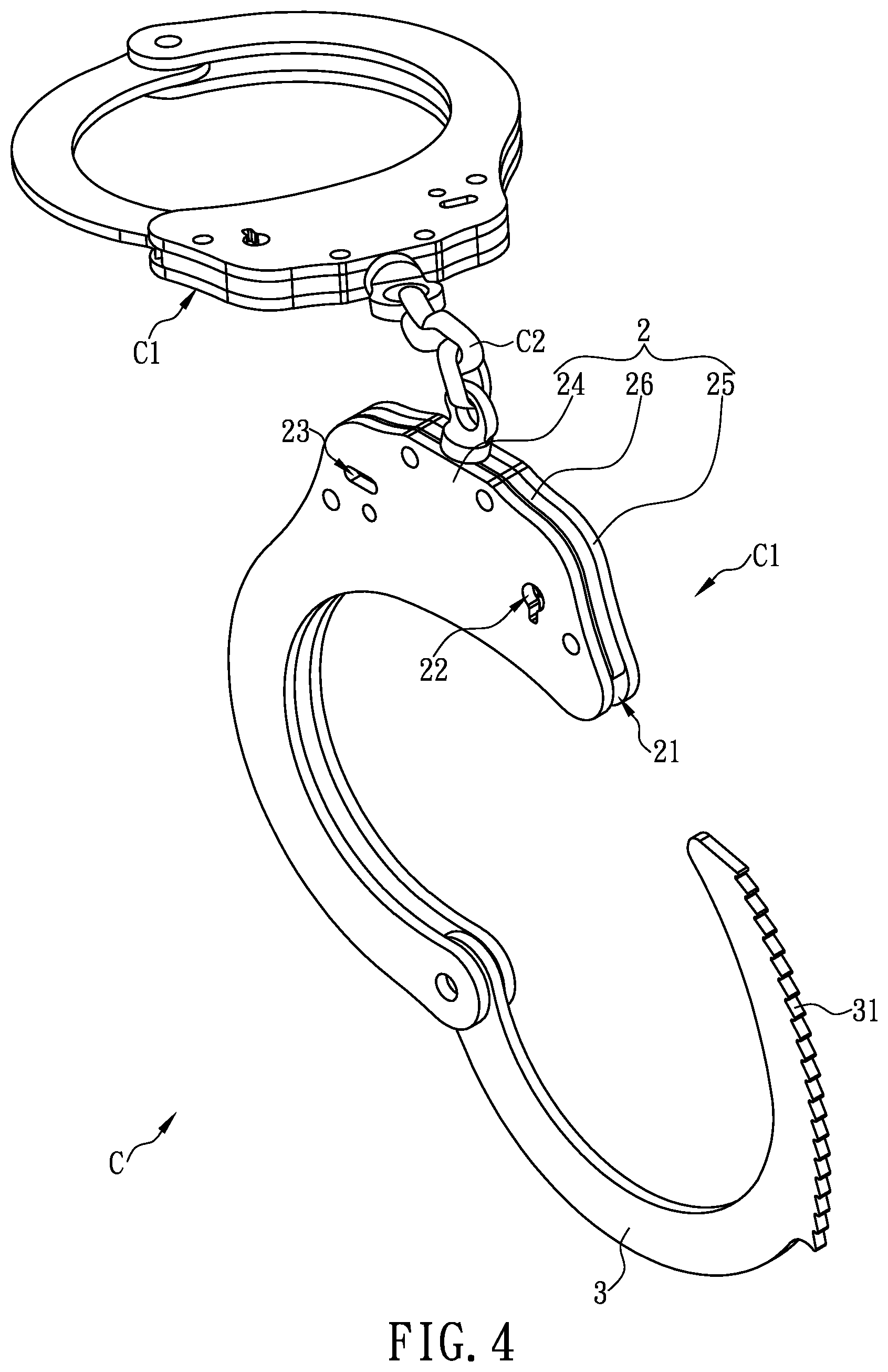 Patent US12134920 Figure 4 – Handcuff ring with mechanism for enhanced locking and handcuffs having the same