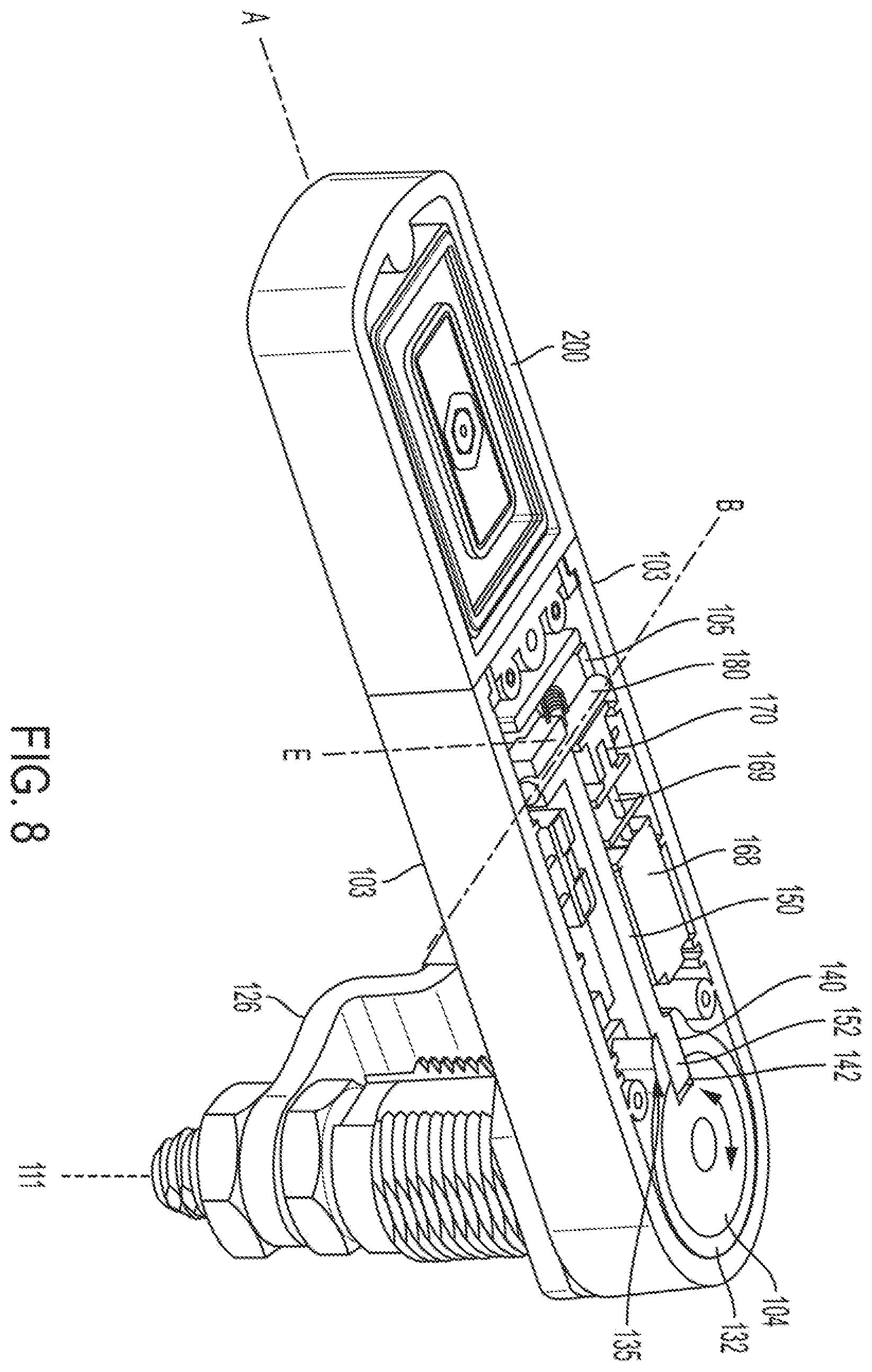 Patent US12134922 Figure 6 – Electromechanical handle locking cam latch with keyed mechanical override