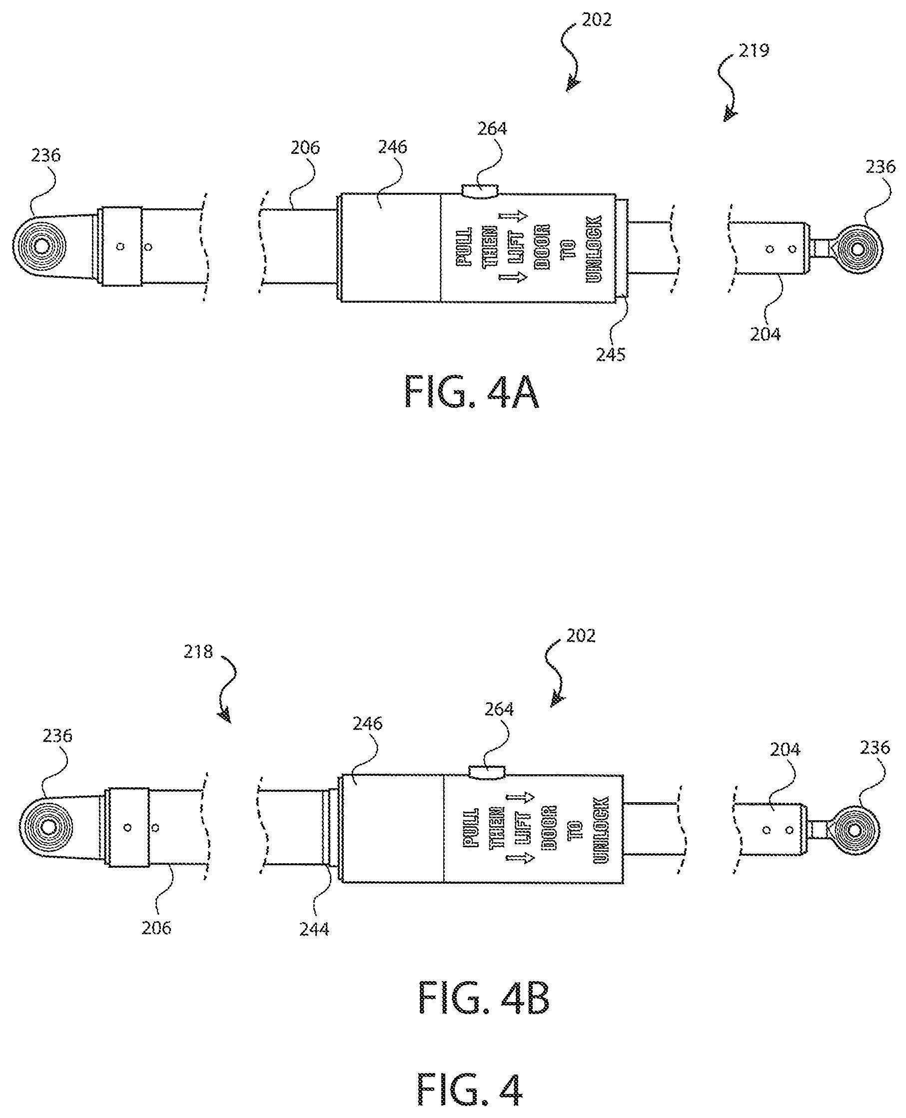 Patent US12134923 Figure 4 – Mechanically damped pull then lift hold open rod mechanism
