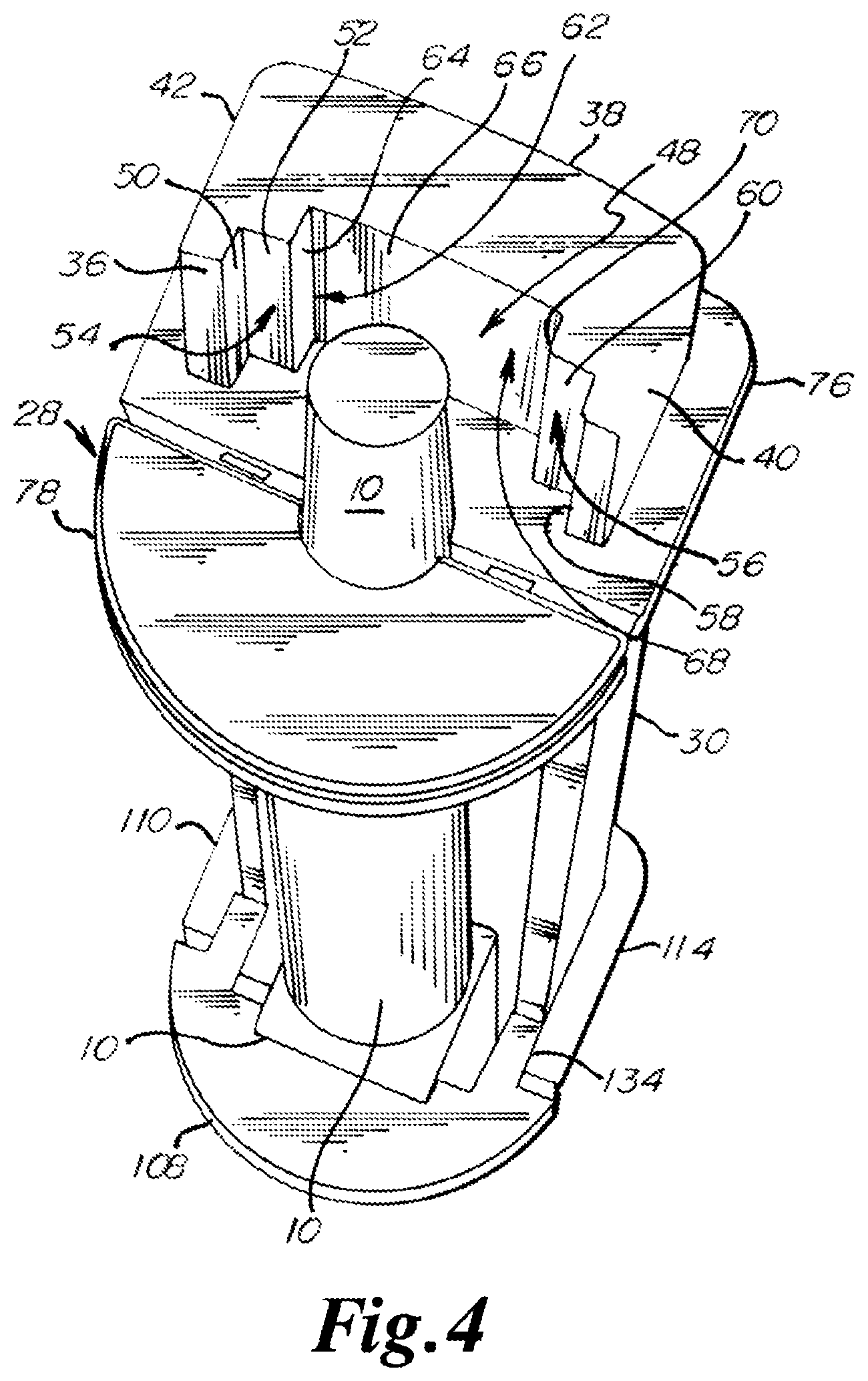 Patent US12134934 Figure 4 – Gate having four pins and stairway post adapter