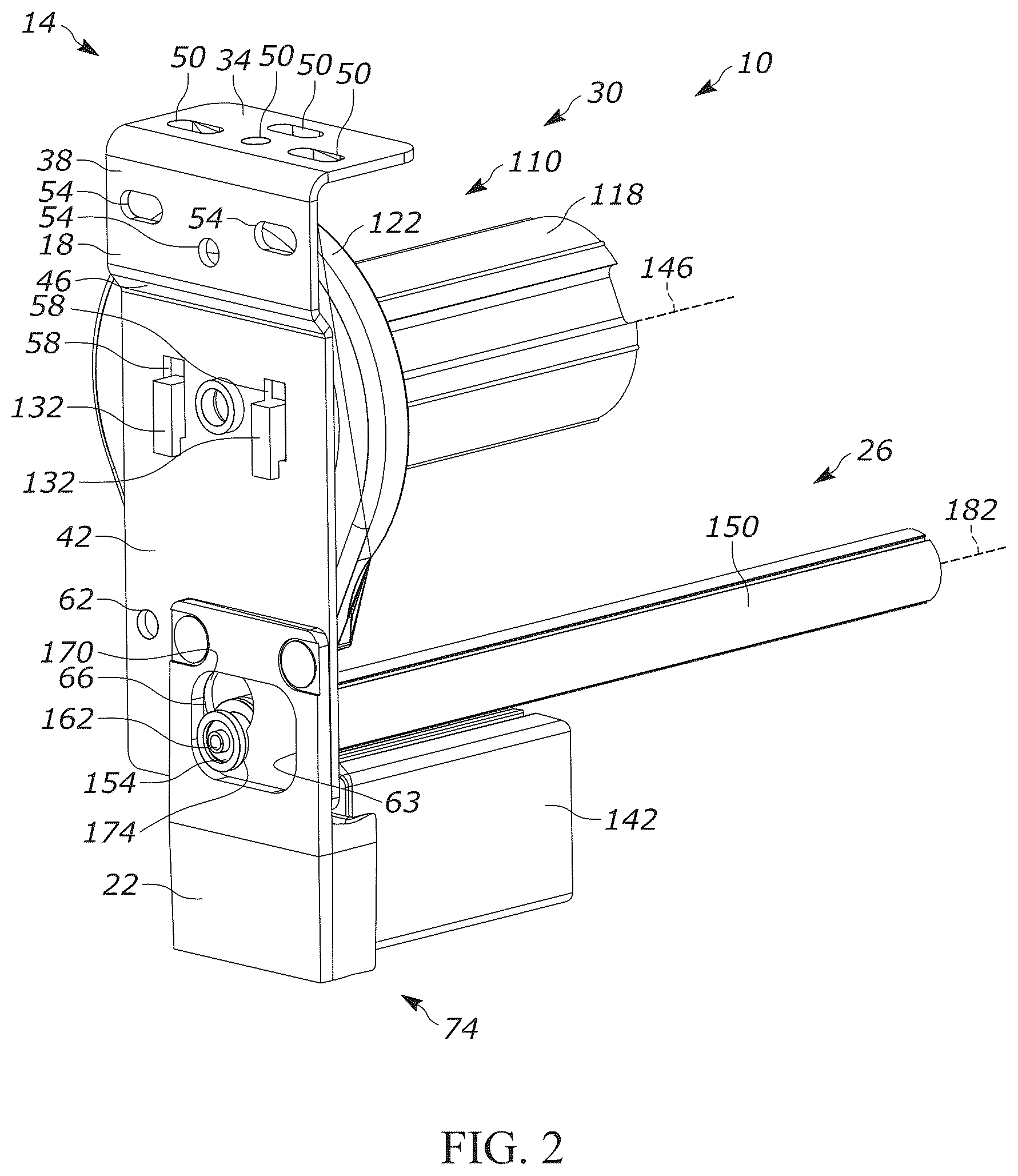 Patent US12134935 Figure 2 – Center drop shade mount