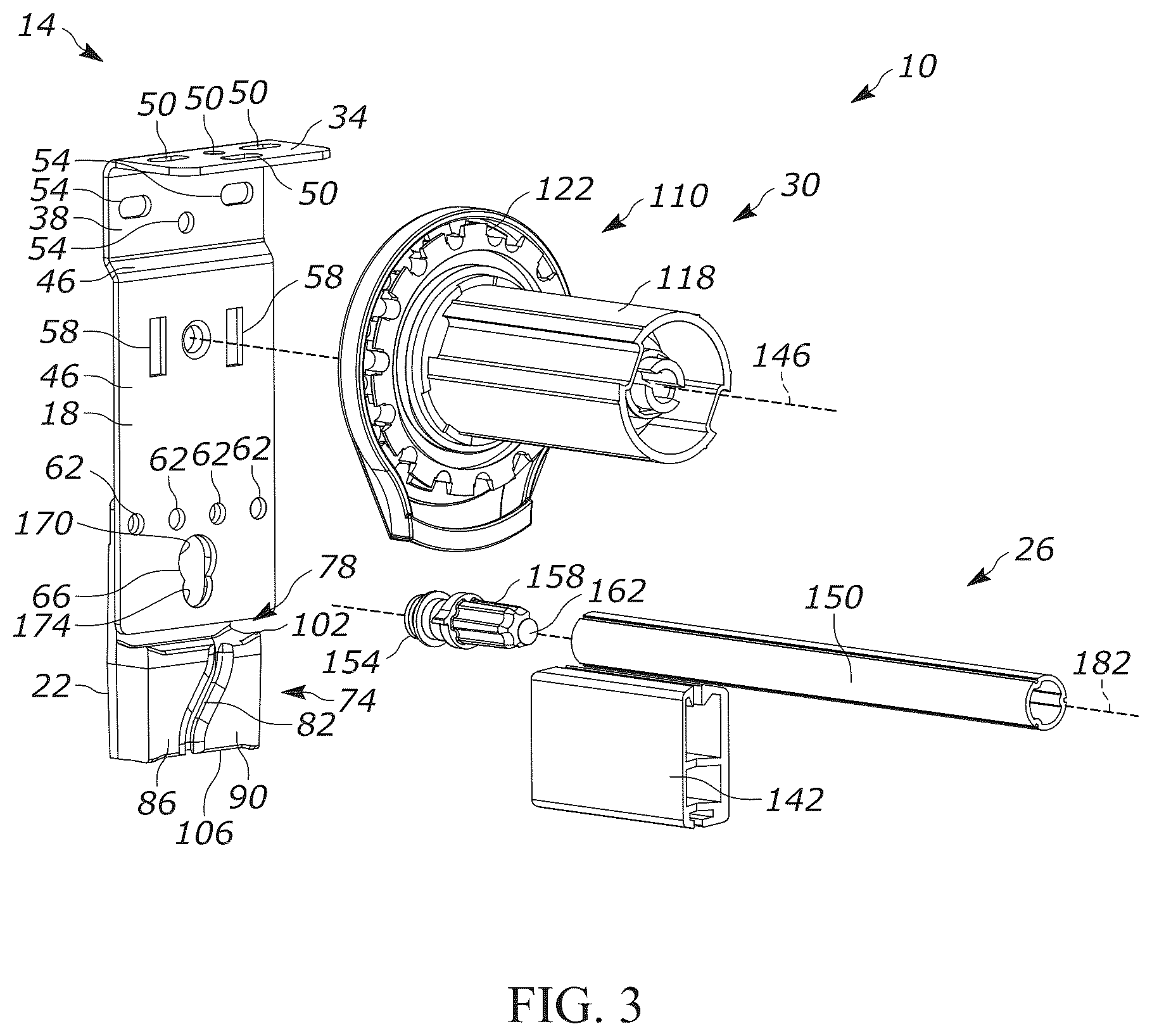 Patent US12134935 Figure 3 – Center drop shade mount