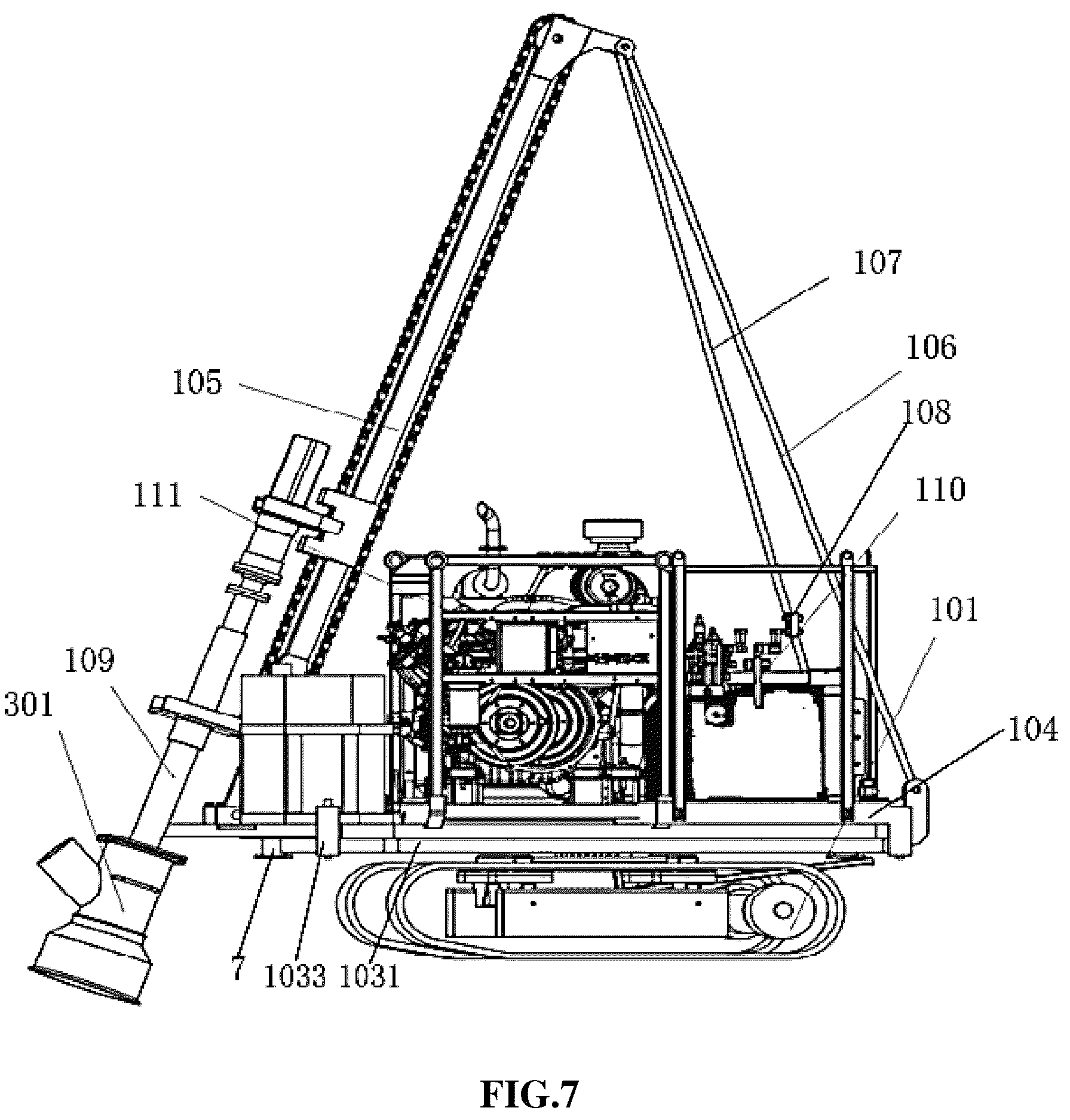 Patent US12134939 Figure 6 – Drilling device, and drilling construction method for an electric power iron tower foundation