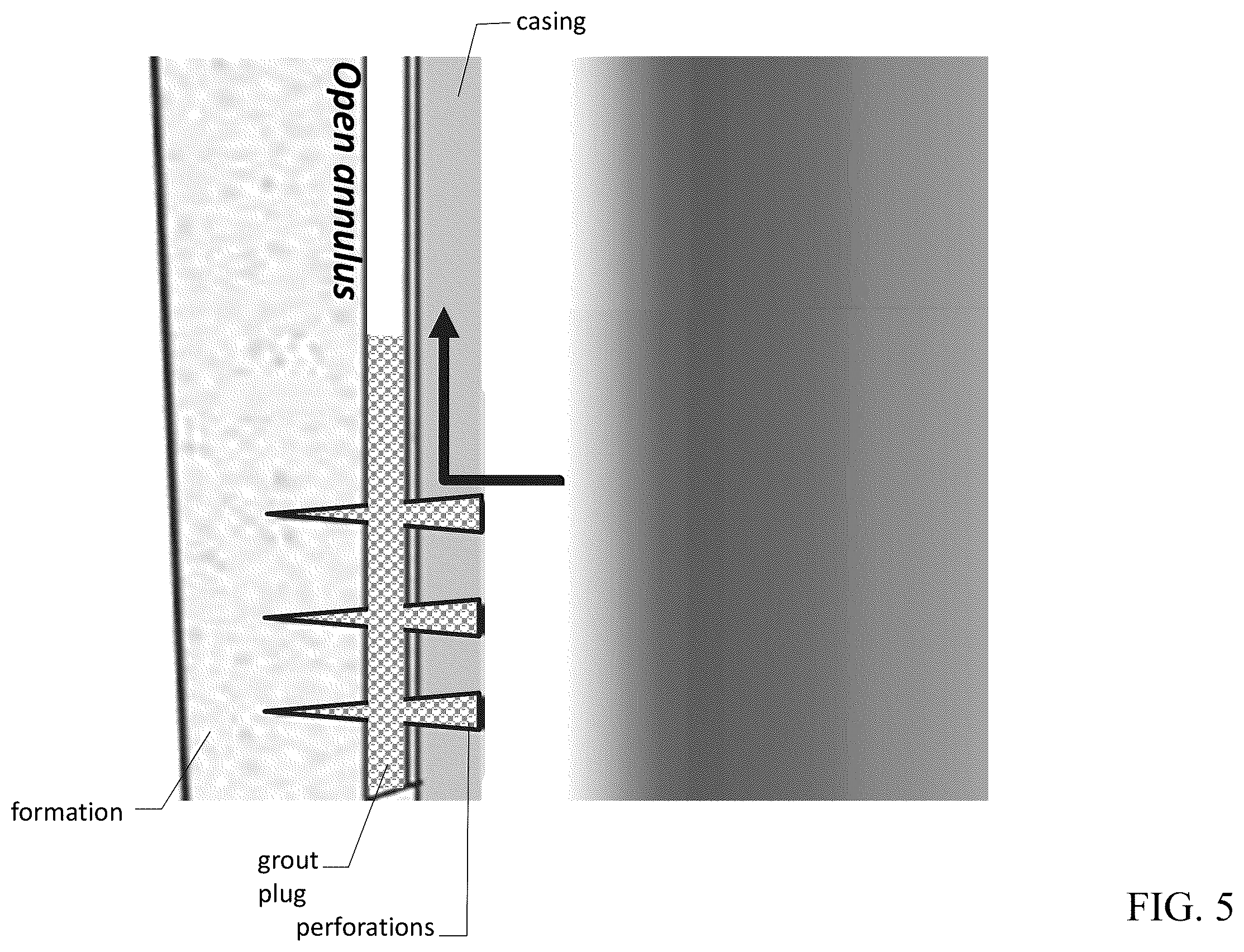 Patent US12134950 Figure 5 – Deployment methods for expandable polymer grout for plug and abandonment applications