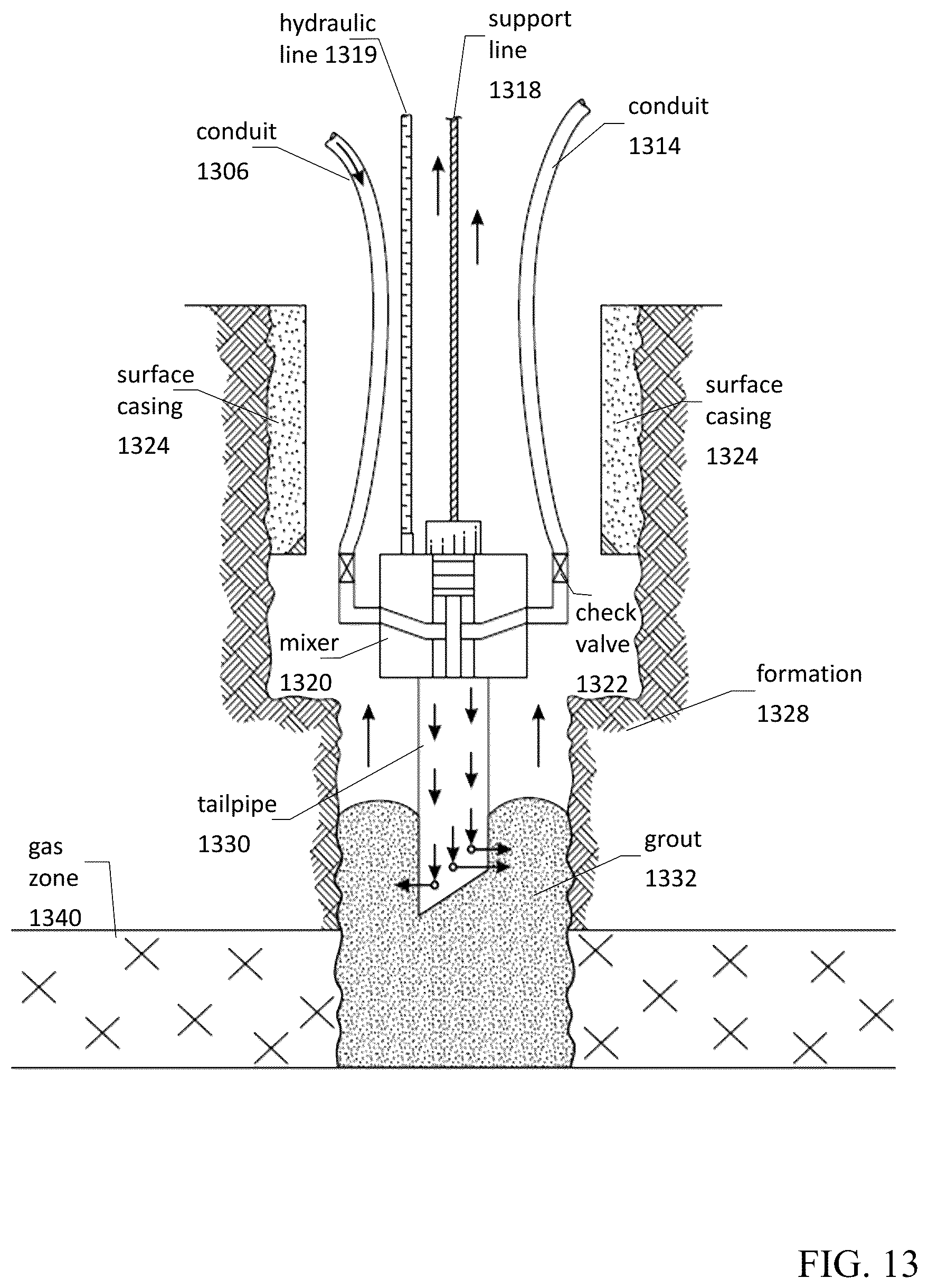 Patent US12134950 Figure 13 – Deployment methods for expandable polymer grout for plug and abandonment applications