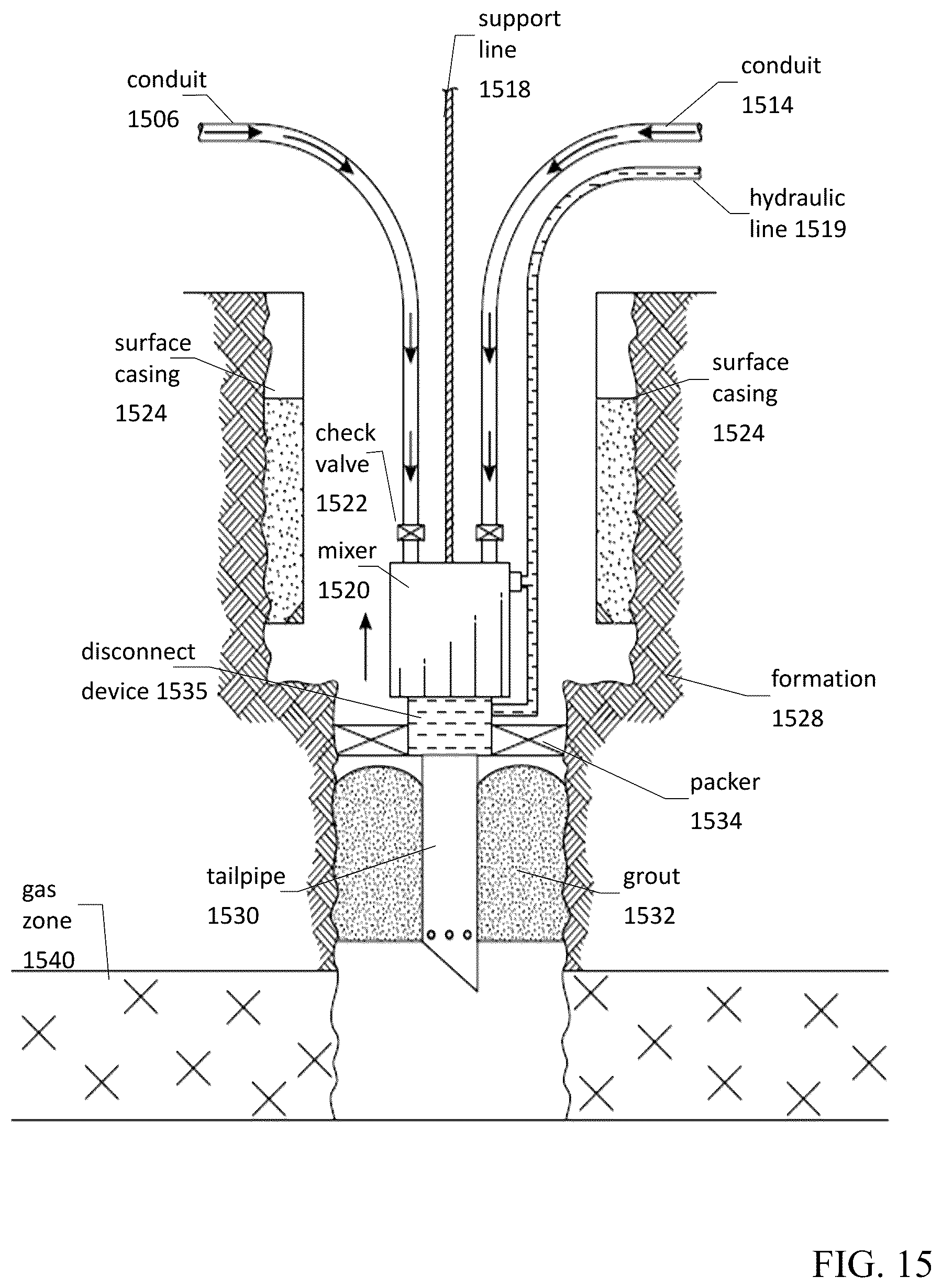 Patent US12134950 Figure 15 – Deployment methods for expandable polymer grout for plug and abandonment applications