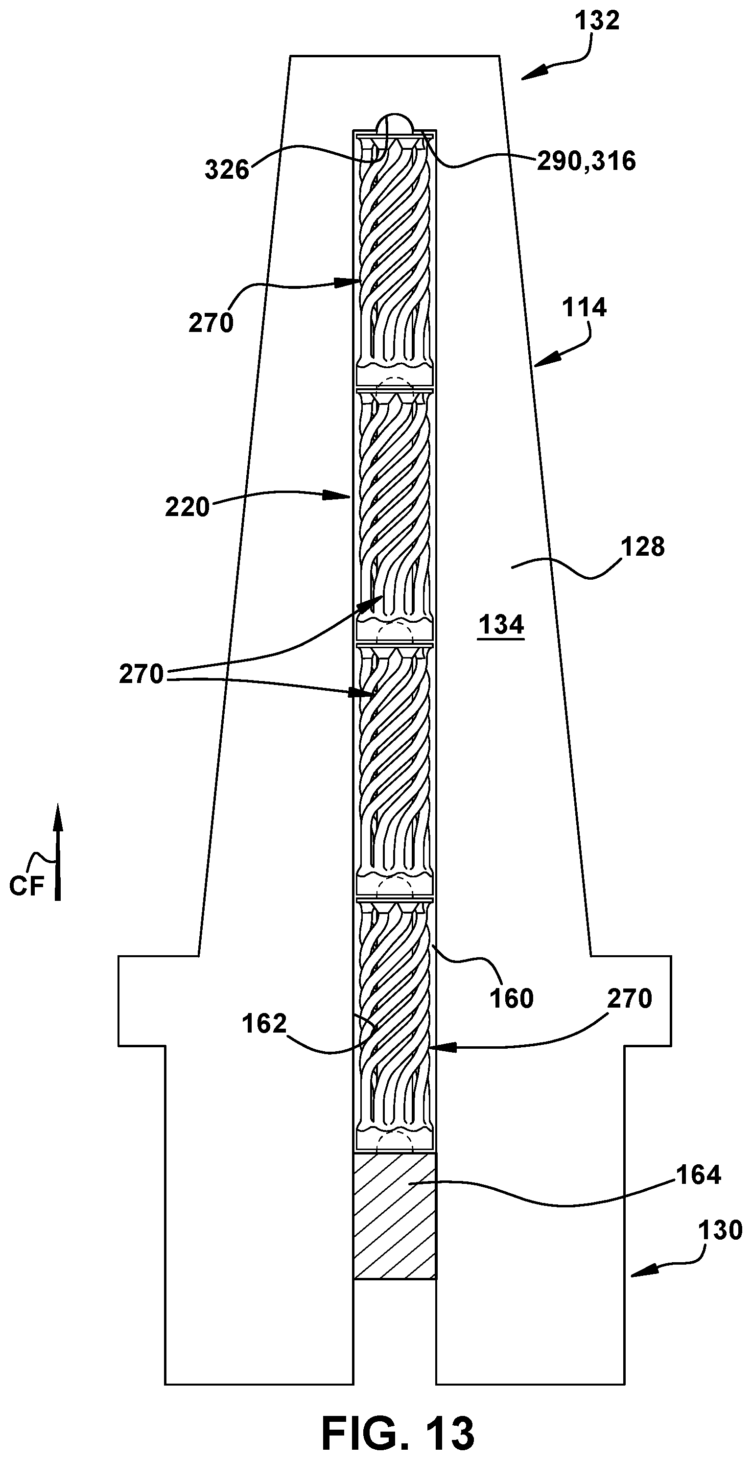 Patent US12134972 Figure 11 – Damper element with spring-suspended bearing member for vibration dampening system for turbine blade
