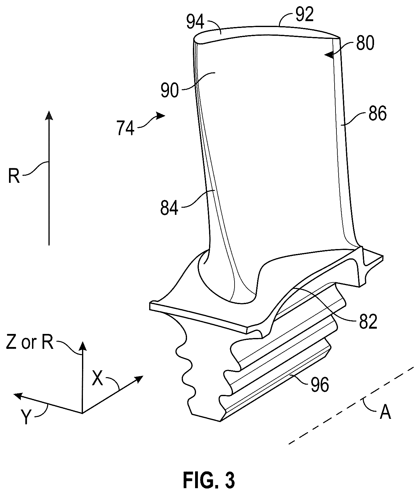 Patent US12134973 Figure 3 – Test blade for gas turbine engine and method of making