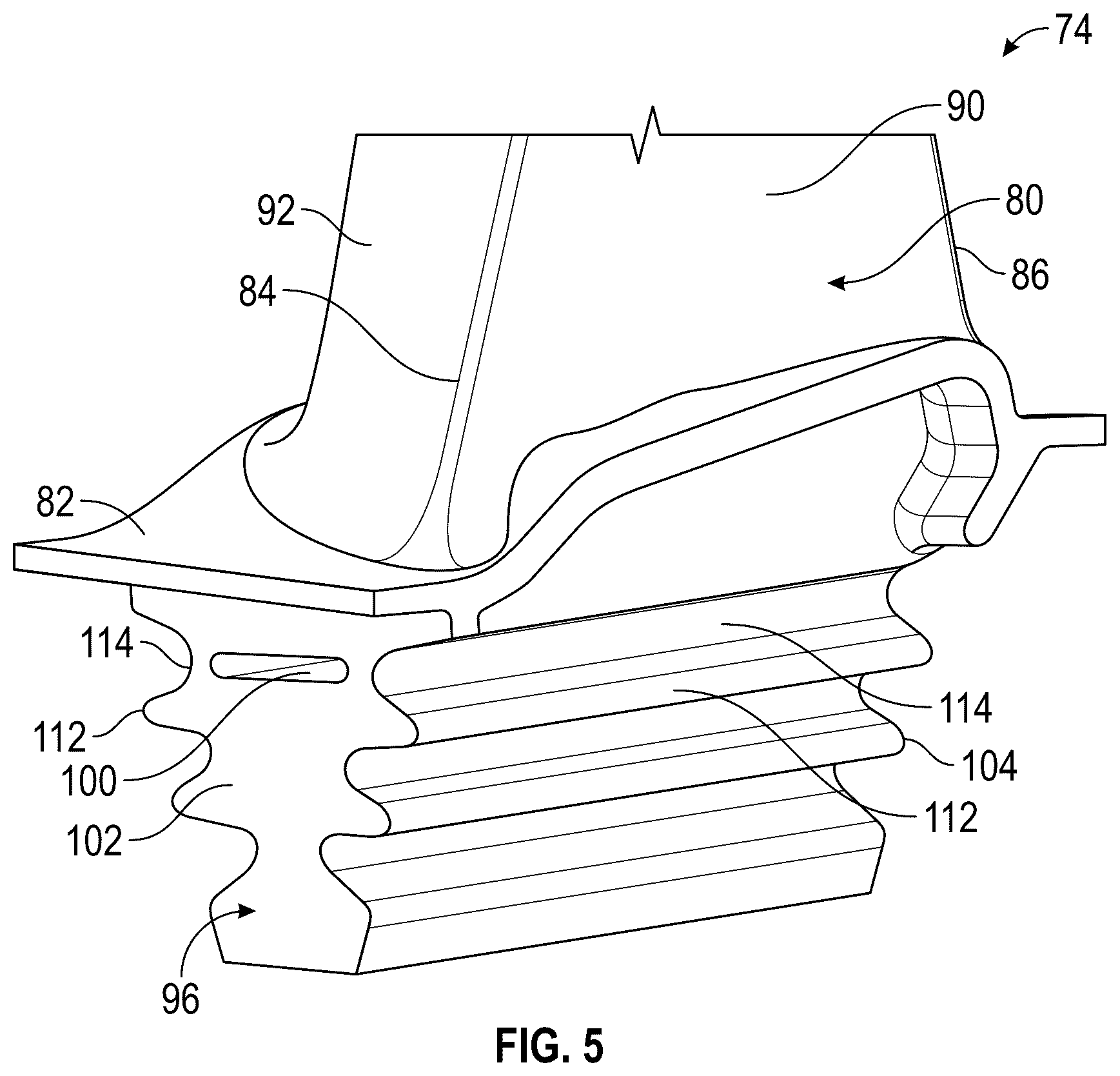 Patent US12134973 Figure 5 – Test blade for gas turbine engine and method of making