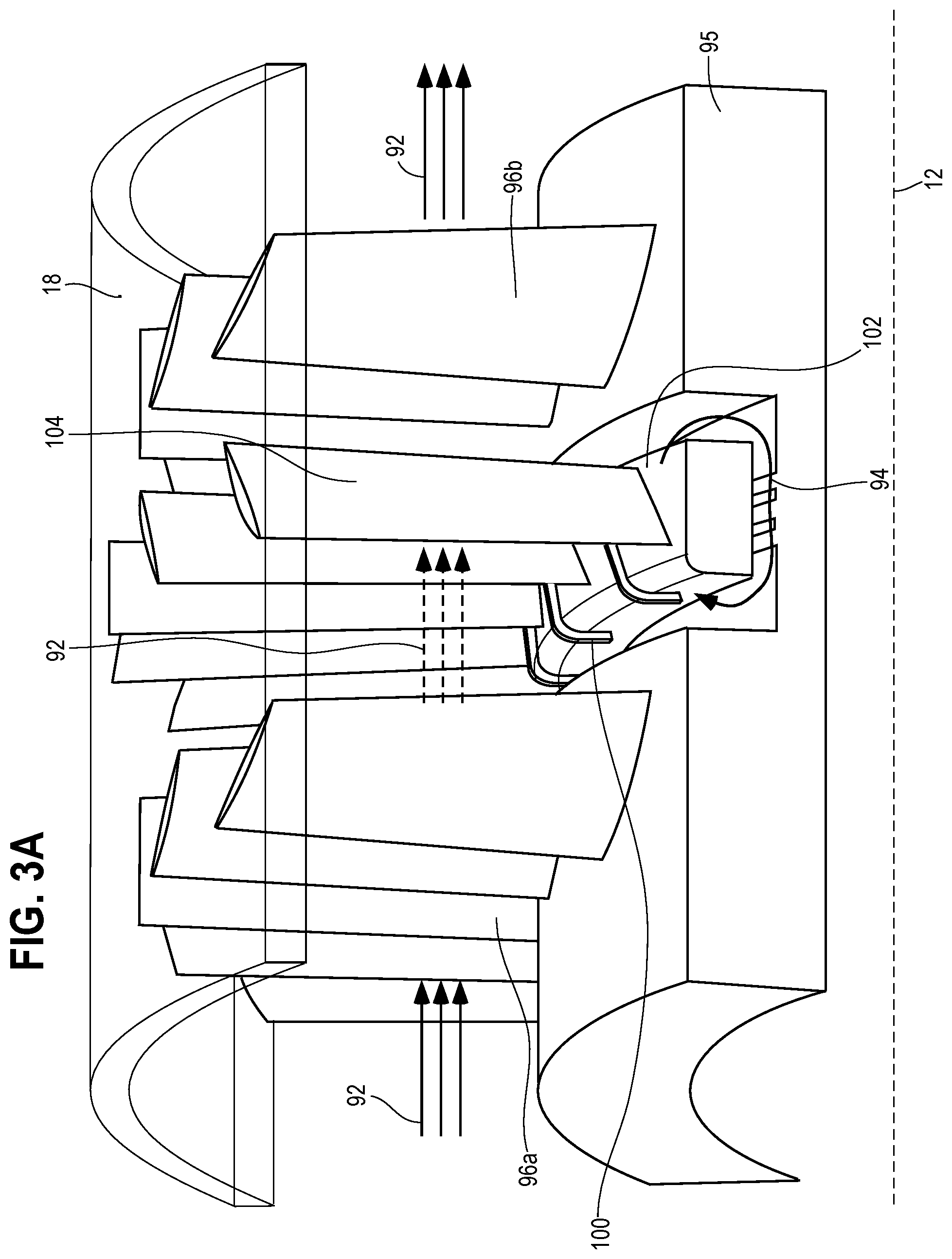 Patent US12134974 Figure 3 – Core air leakage redirection structures for aircraft engines
