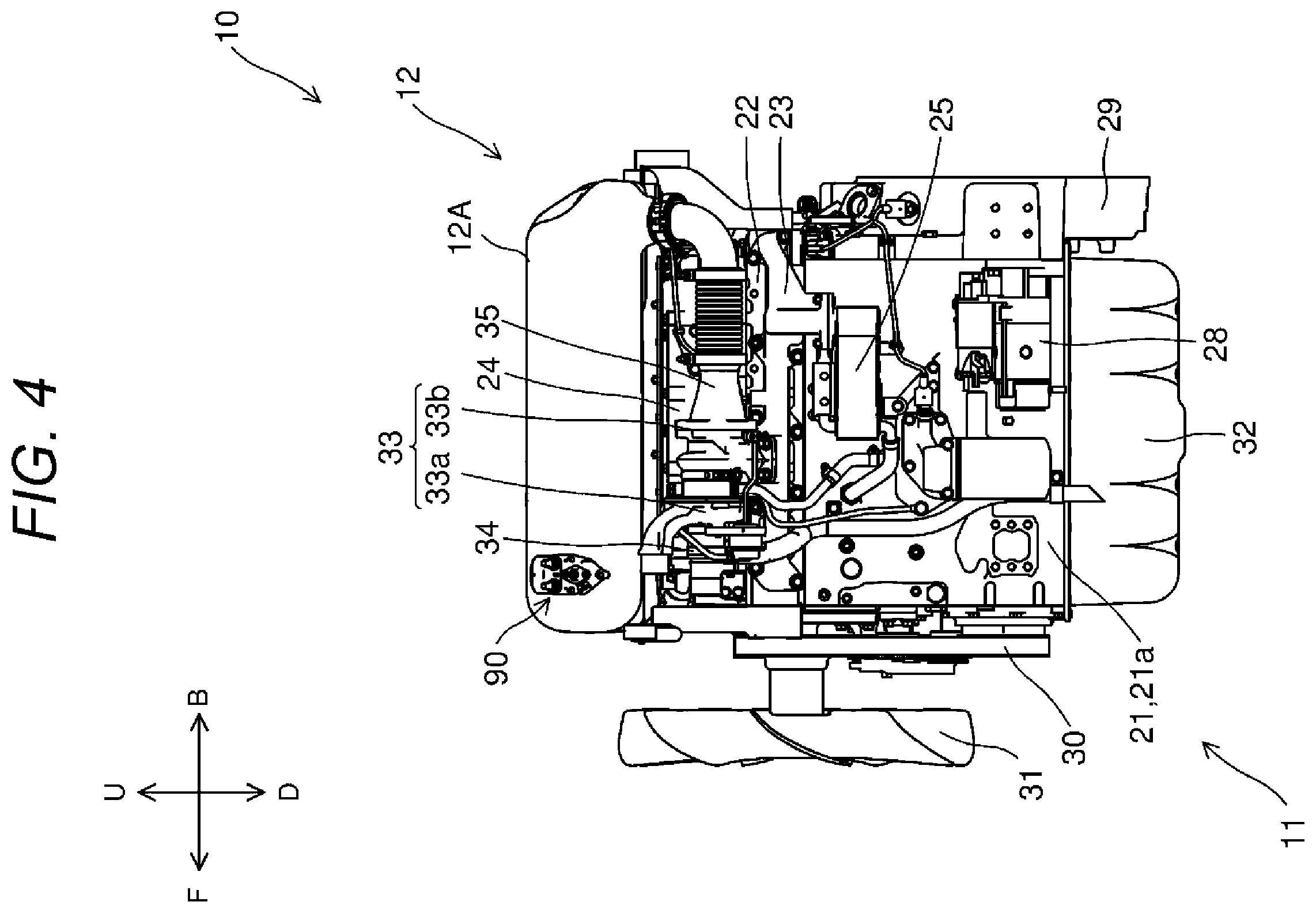 Patent US12134978 Figure 4 – Aftertreatment device and engine
