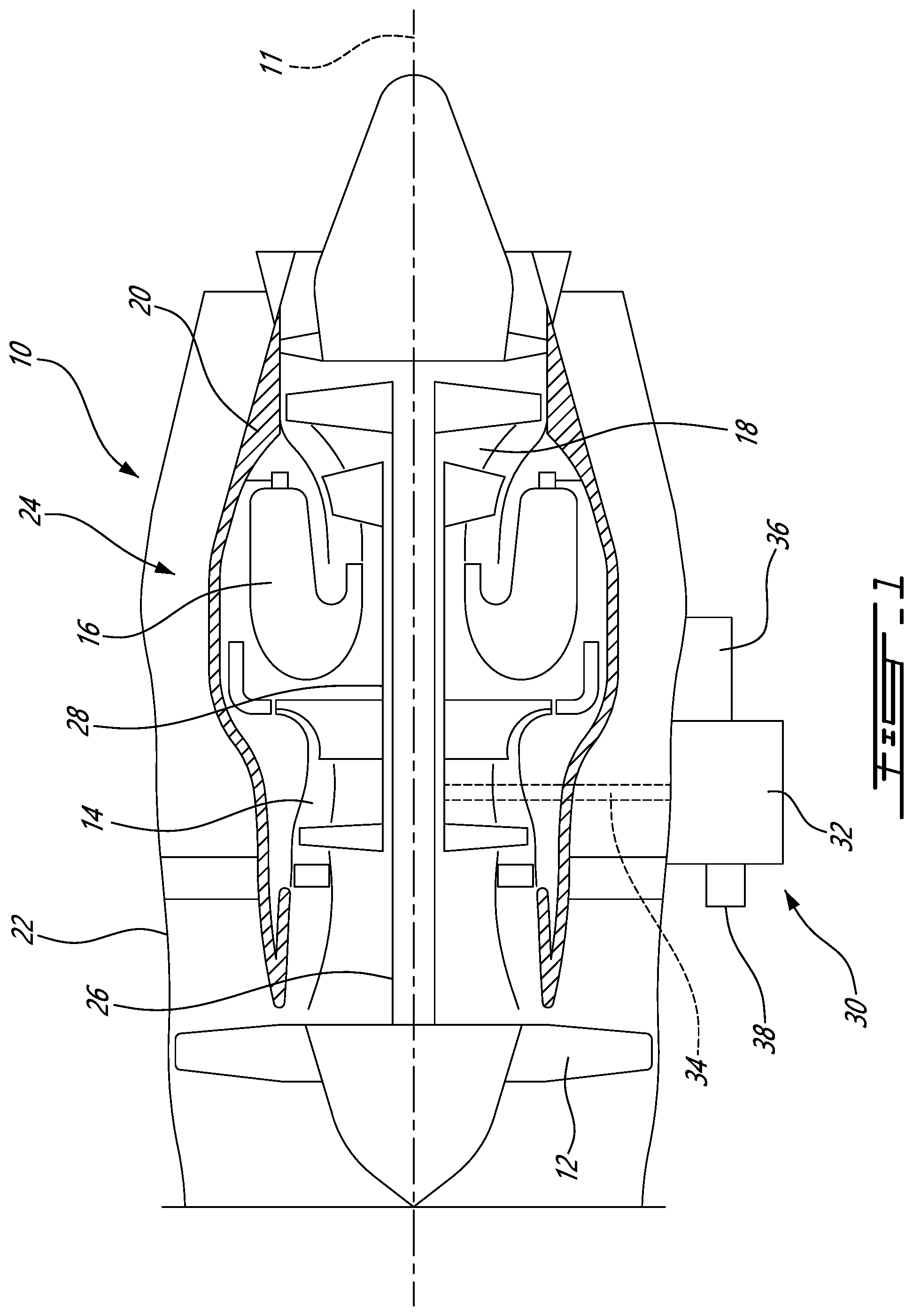 Patent US12134988 Figure 1 – Accessory gearbox cover with planar linking member