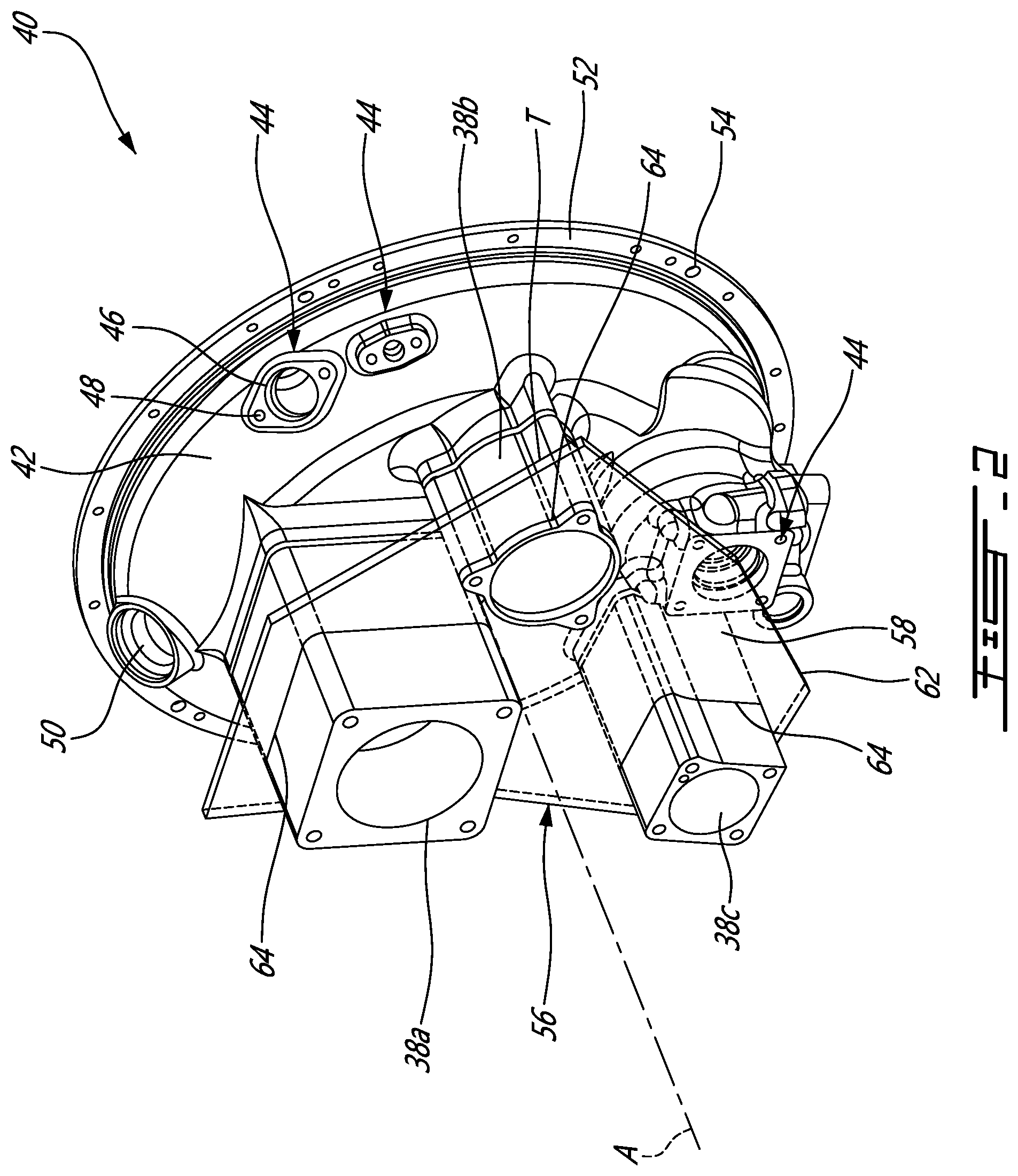 Patent US12134988 Figure 2 – Accessory gearbox cover with planar linking member