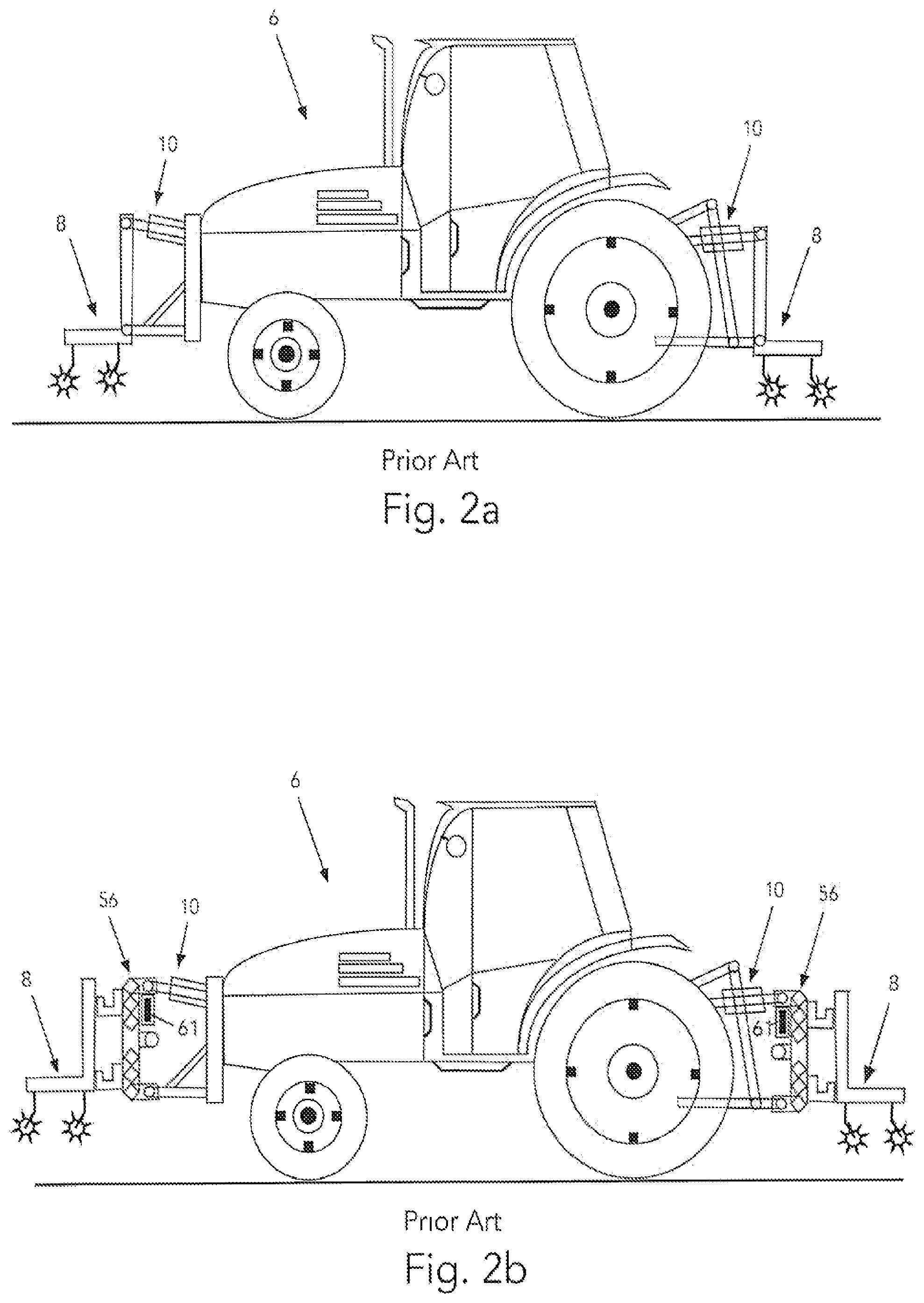 Patent US12137626 Figure 2 – Three-point hitch with attachable implement-actuators