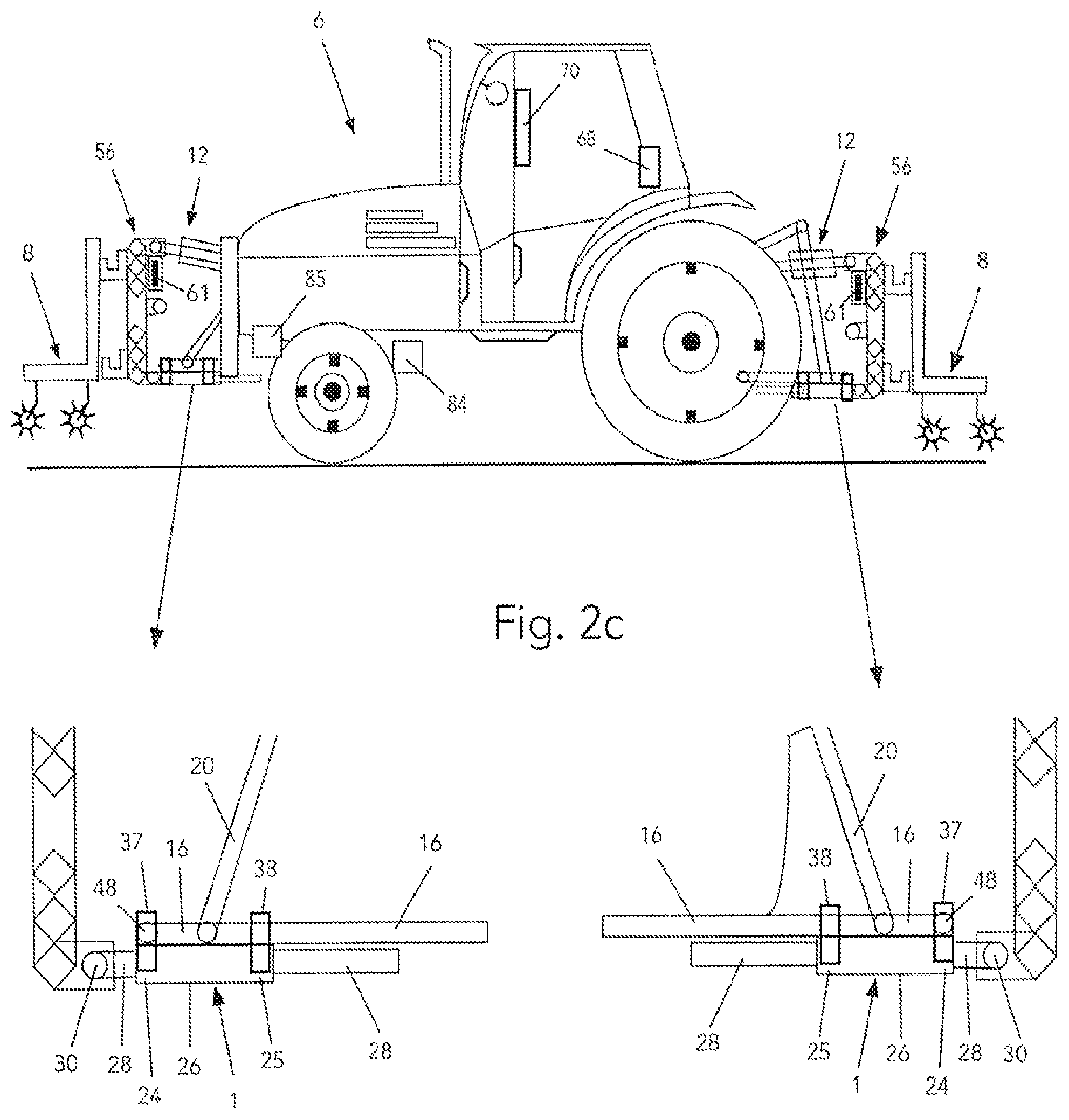 Patent US12137626 Figure 3 – Three-point hitch with attachable implement-actuators