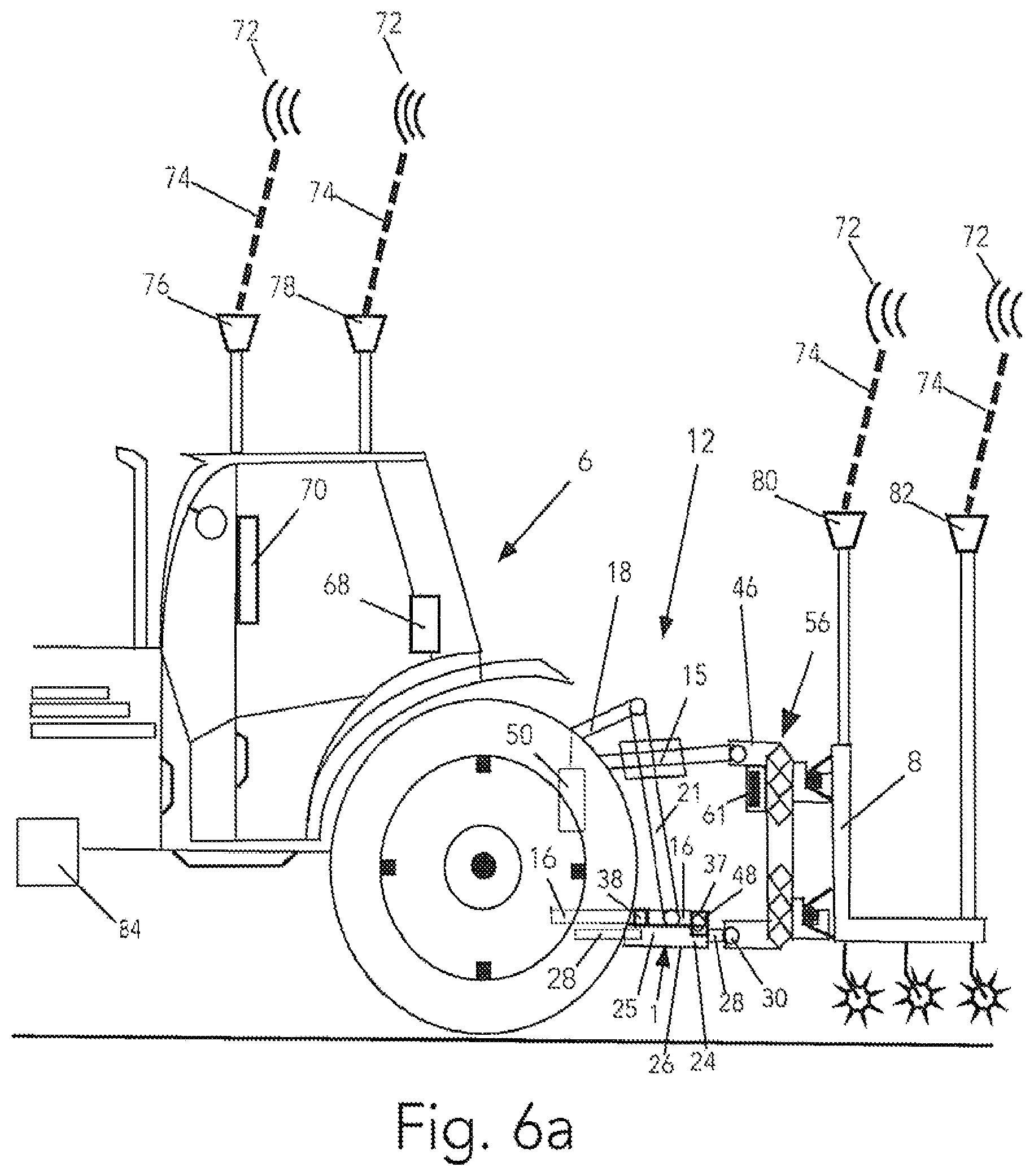 Patent US12137626 Figure 7 – Three-point hitch with attachable implement-actuators