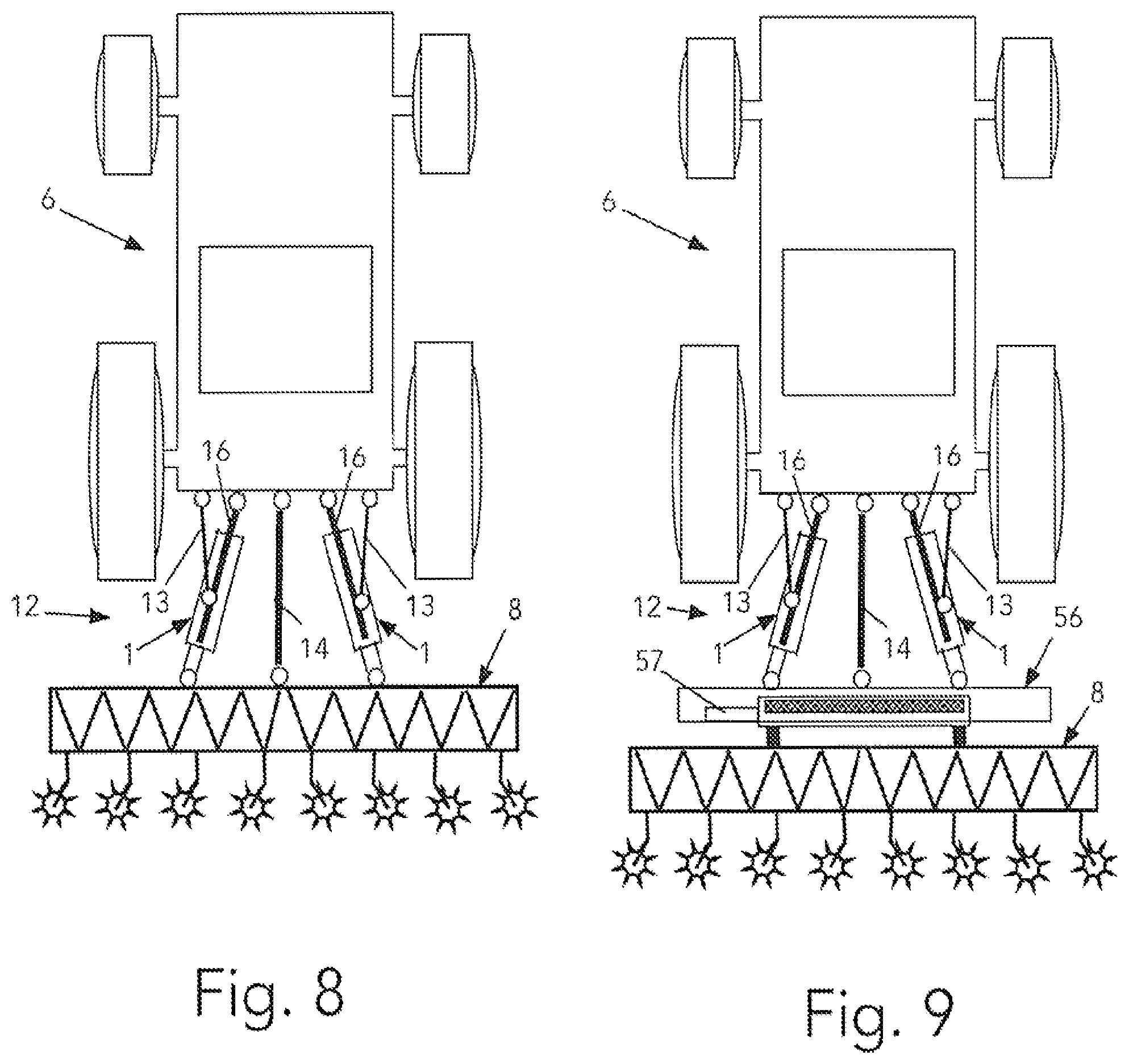 Patent US12137626 Figure 10 – Three-point hitch with attachable implement-actuators