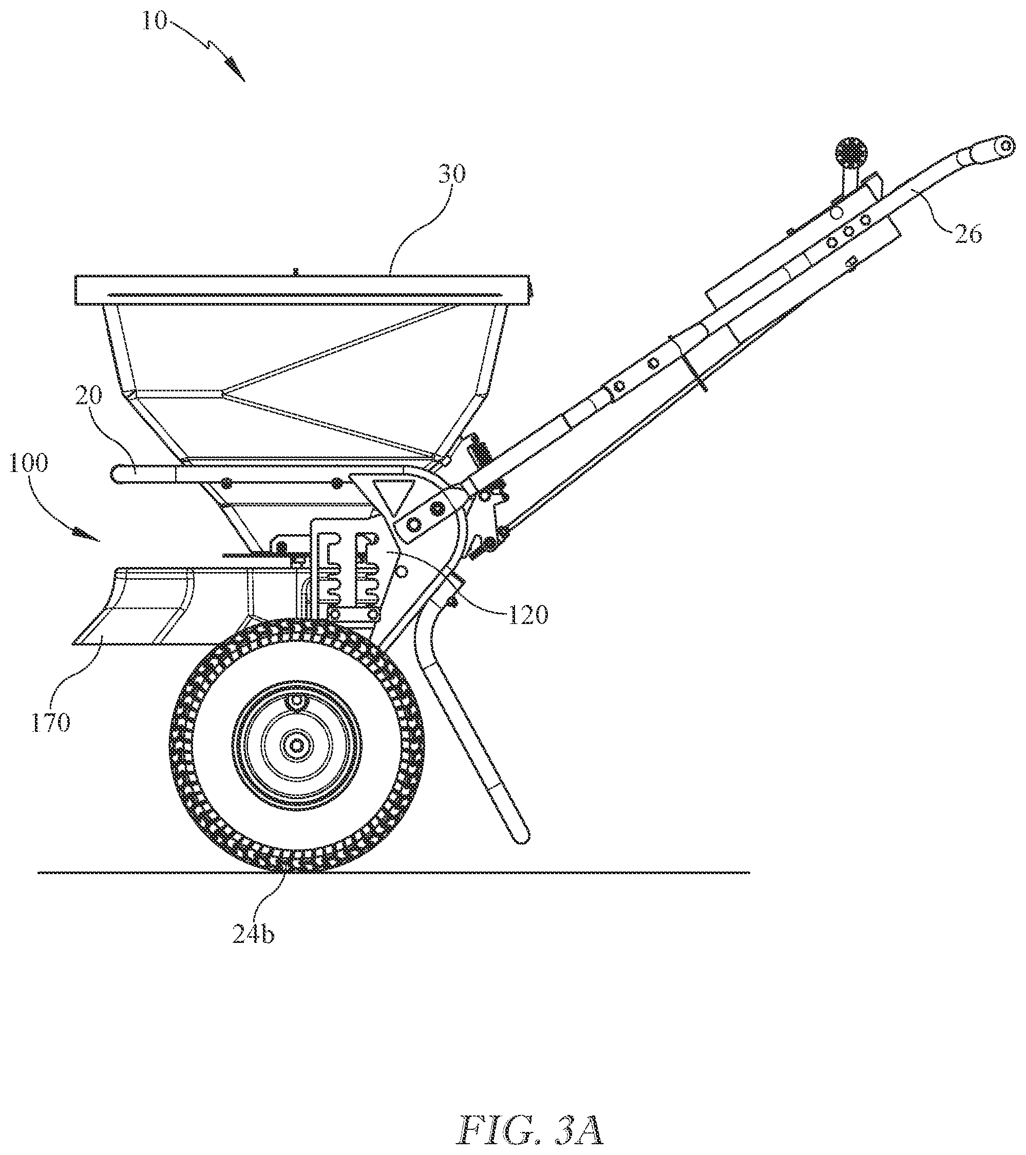 Patent US12137627 Figure 4 – Adjustable deflector assembly for a broadcast spreader