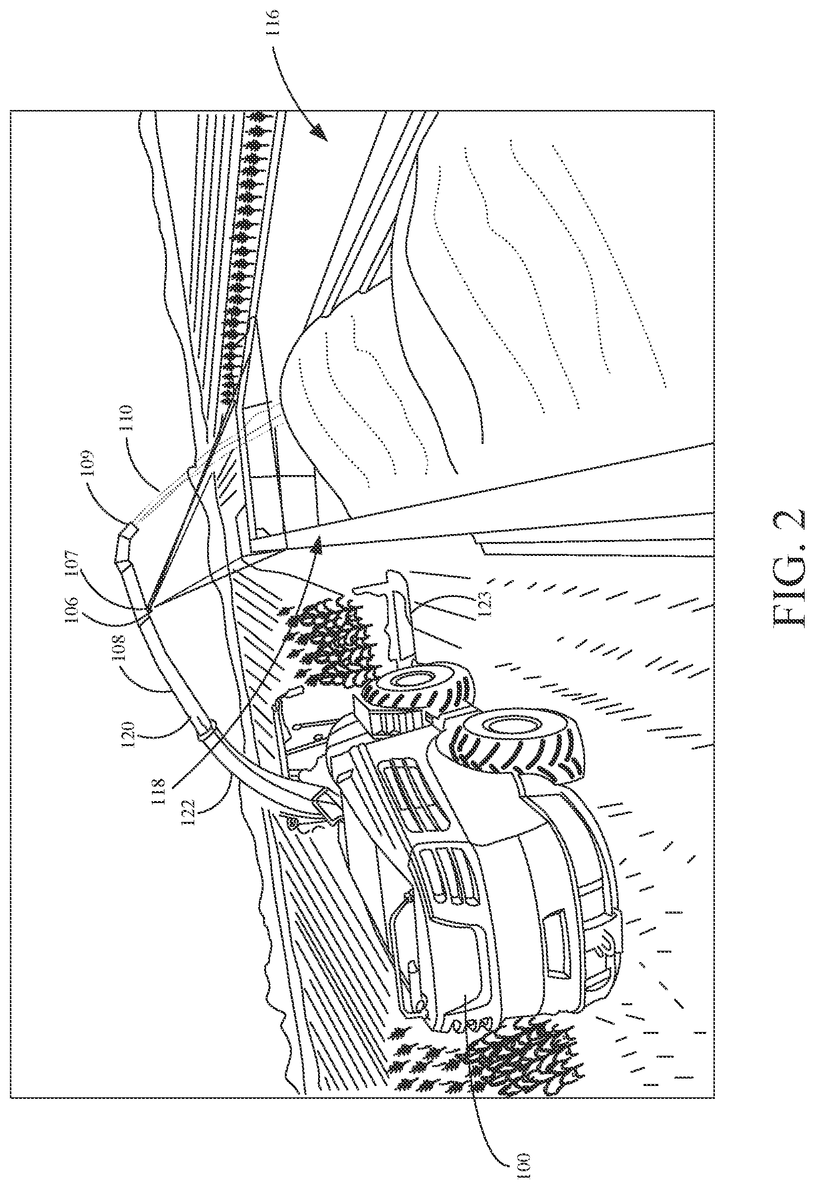 Patent US12137629 Figure 2 – Automated camera system control for harvesting machine unloading
