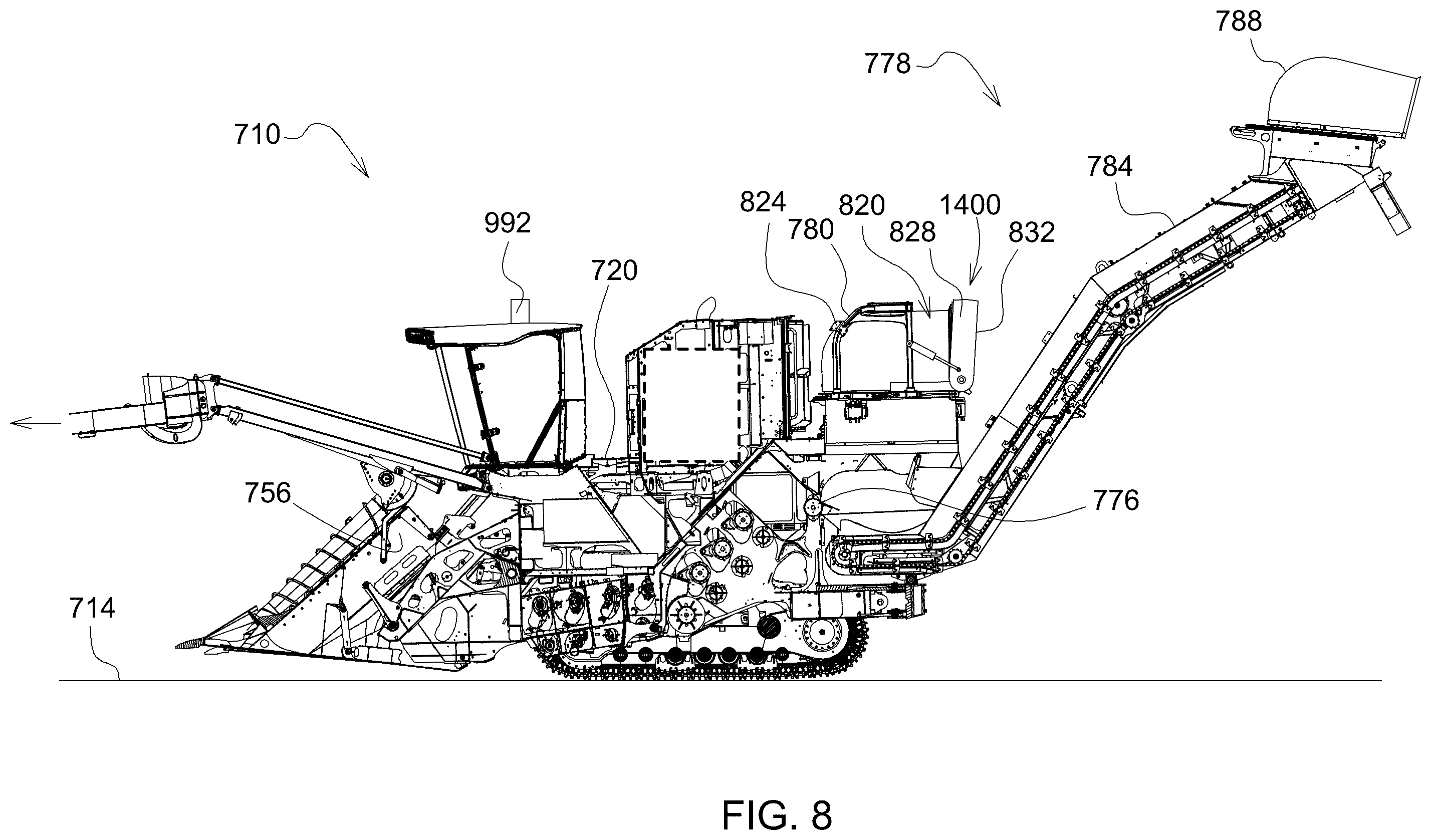 Patent US12137632 Figure 8 – Residue management control system for harvester