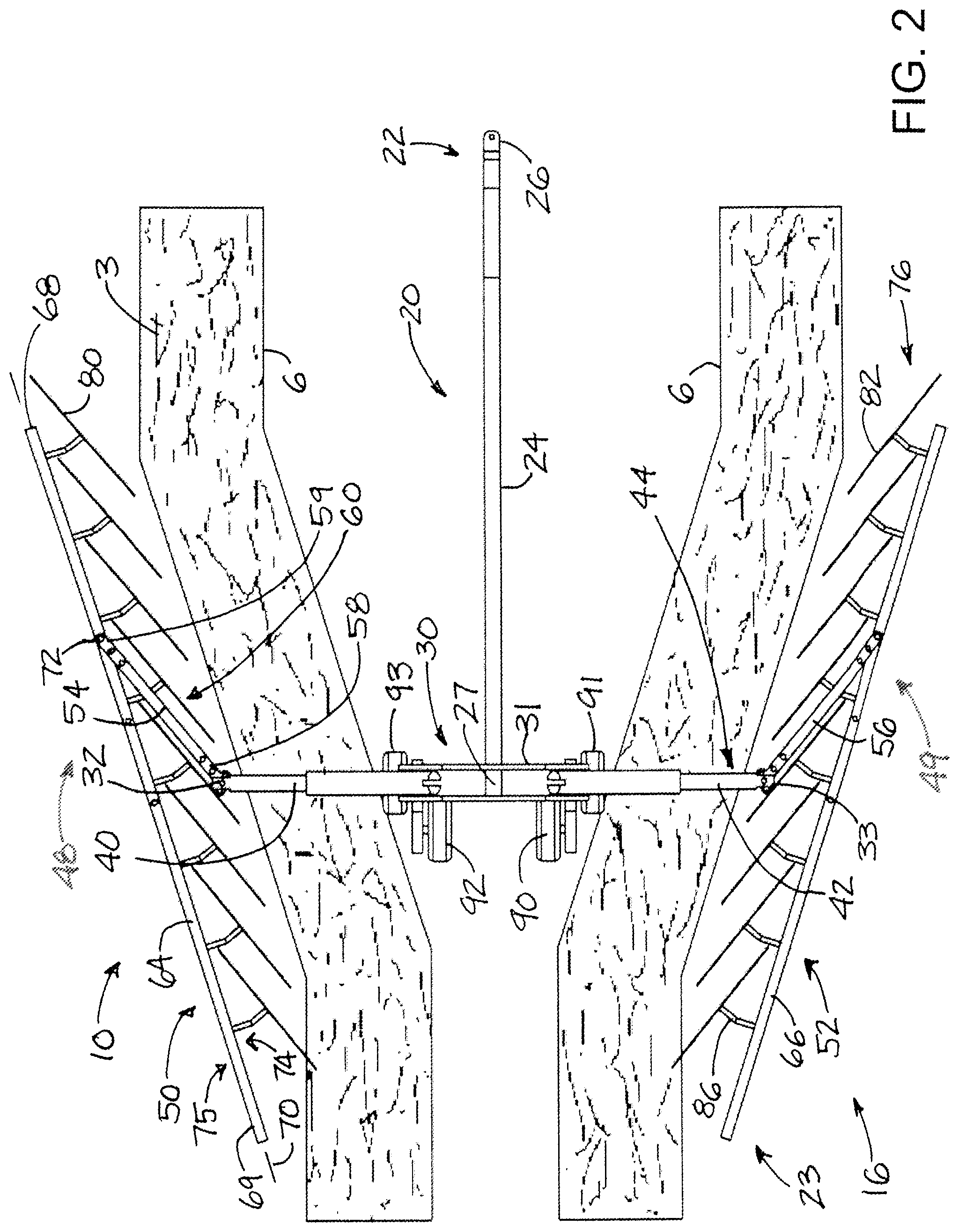 Patent US12137636 Figure 2 – Implement for moving plant material in a field
