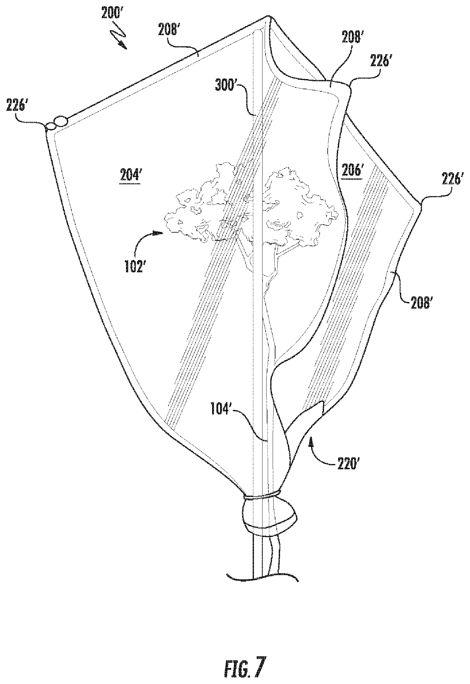 Patent US12137638 Figure 7 – Plant cover device with upper end and lower tubular end and related methods