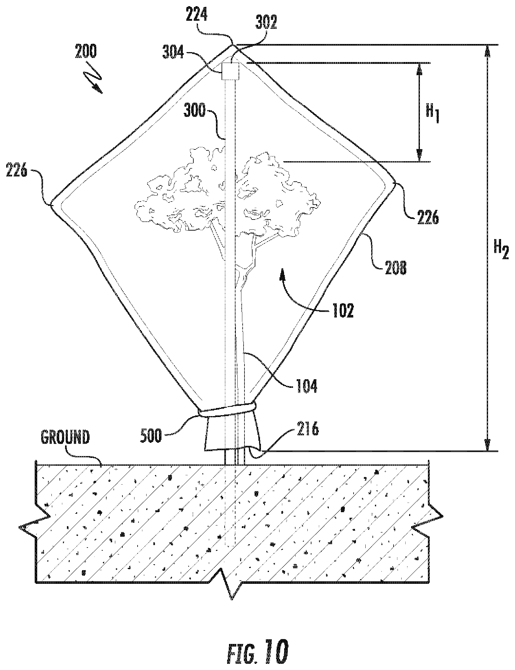 Patent US12137638 Figure 10 – Plant cover device with upper end and lower tubular end and related methods