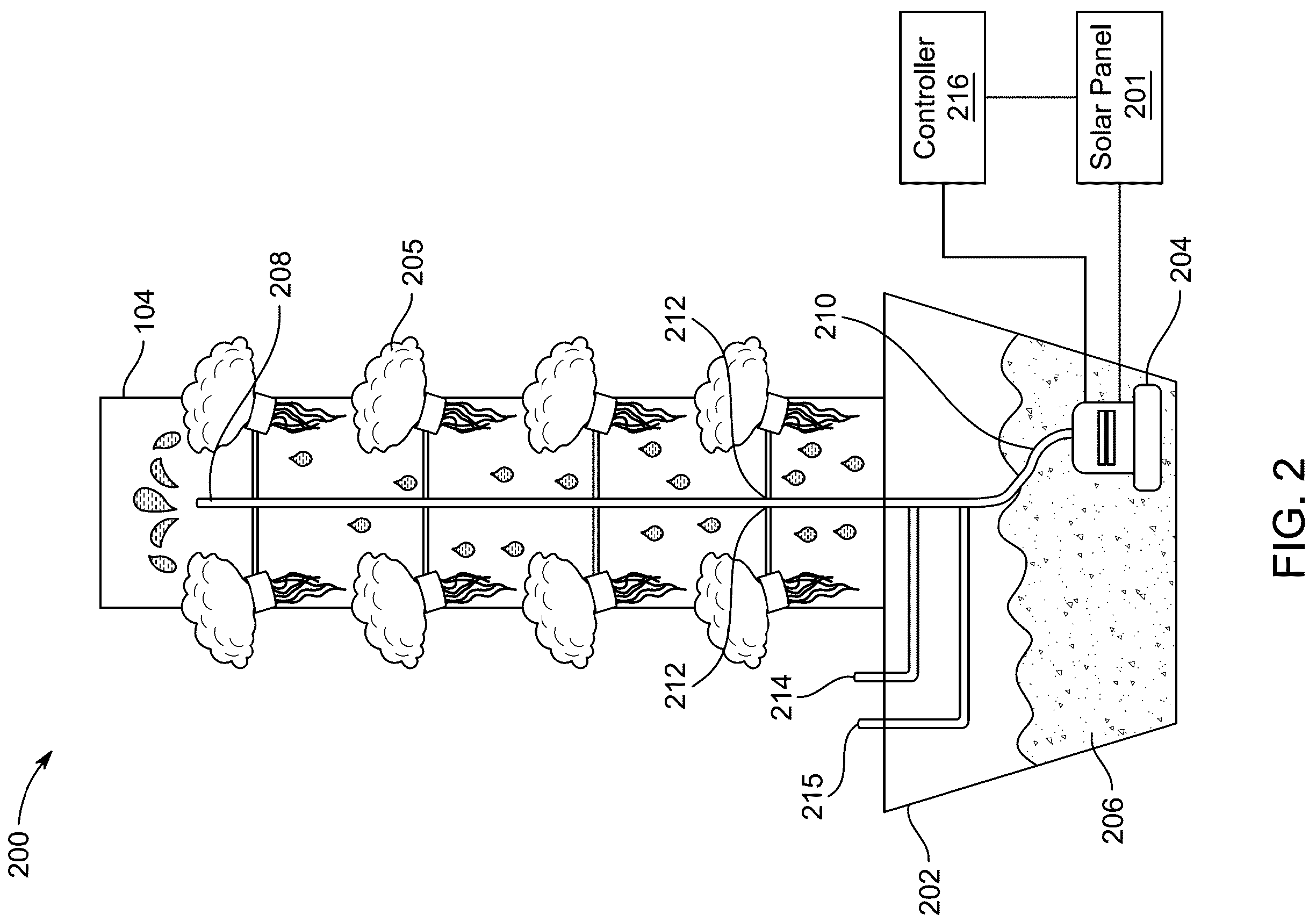 Patent US12137642 Figure 2 – High density plant growth apparatus