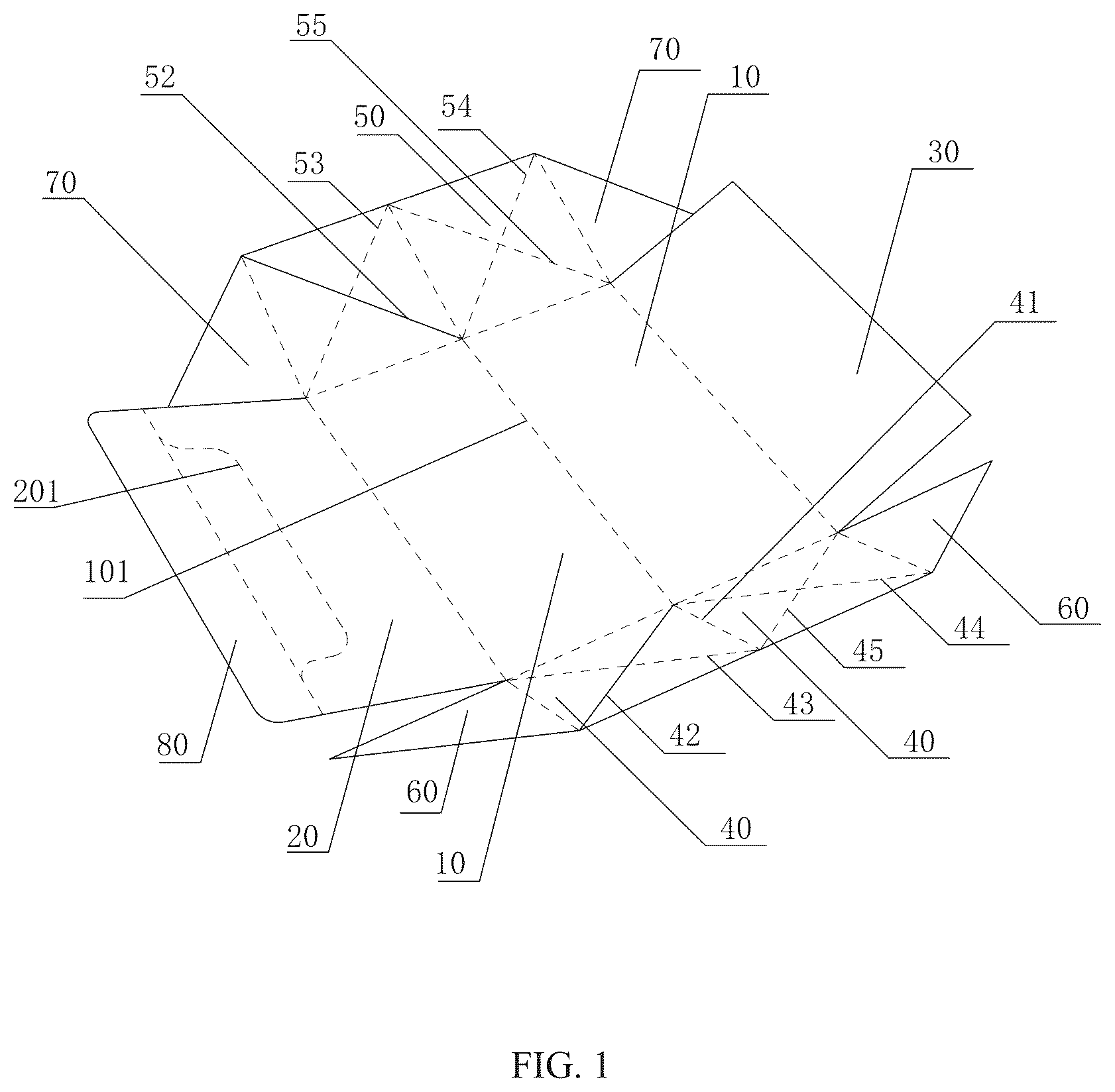 Patent US12137667 Figure 1 – Foldable litter box and litter box with variable volume