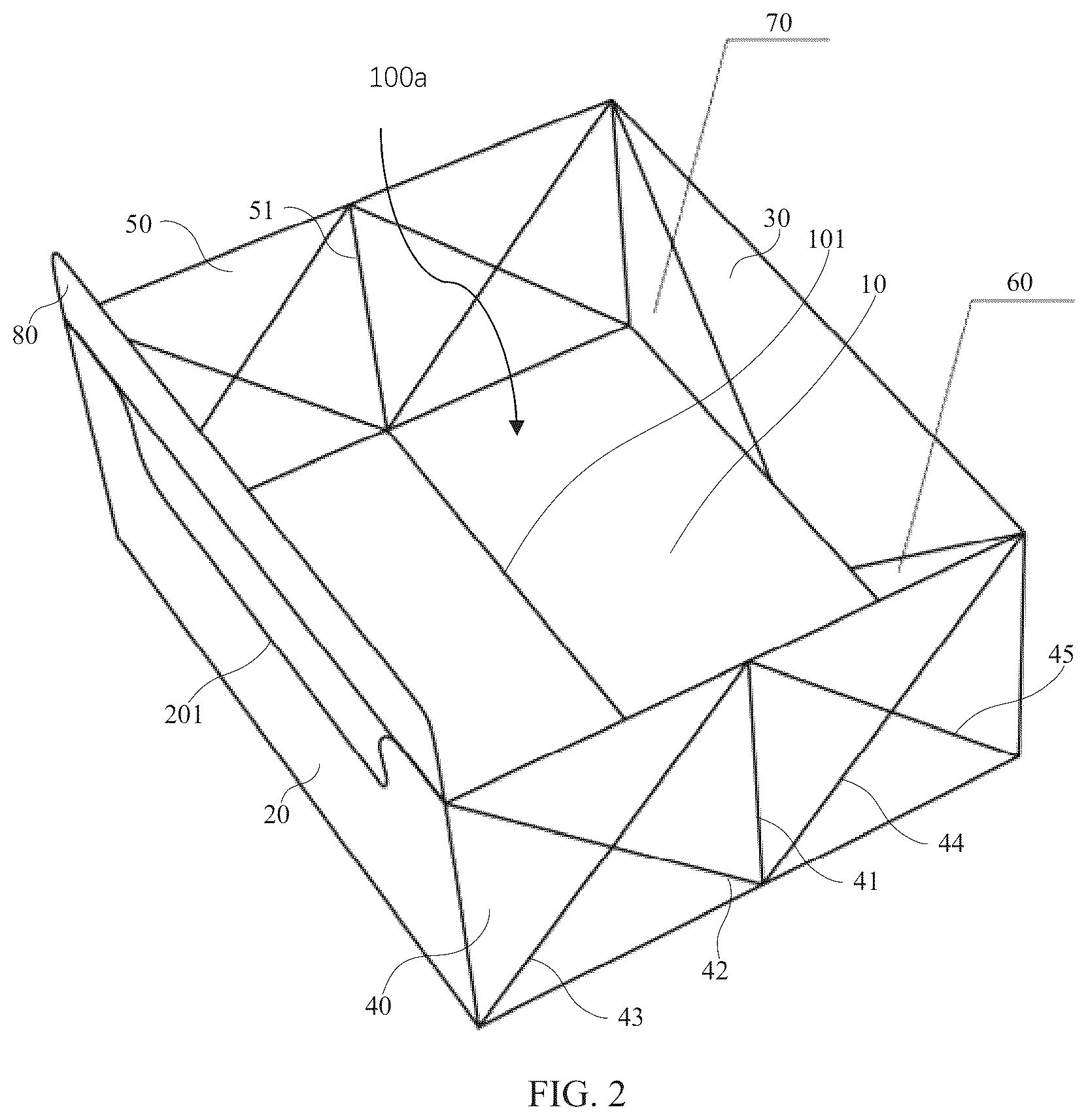 Patent US12137667 Figure 2 – Foldable litter box and litter box with variable volume