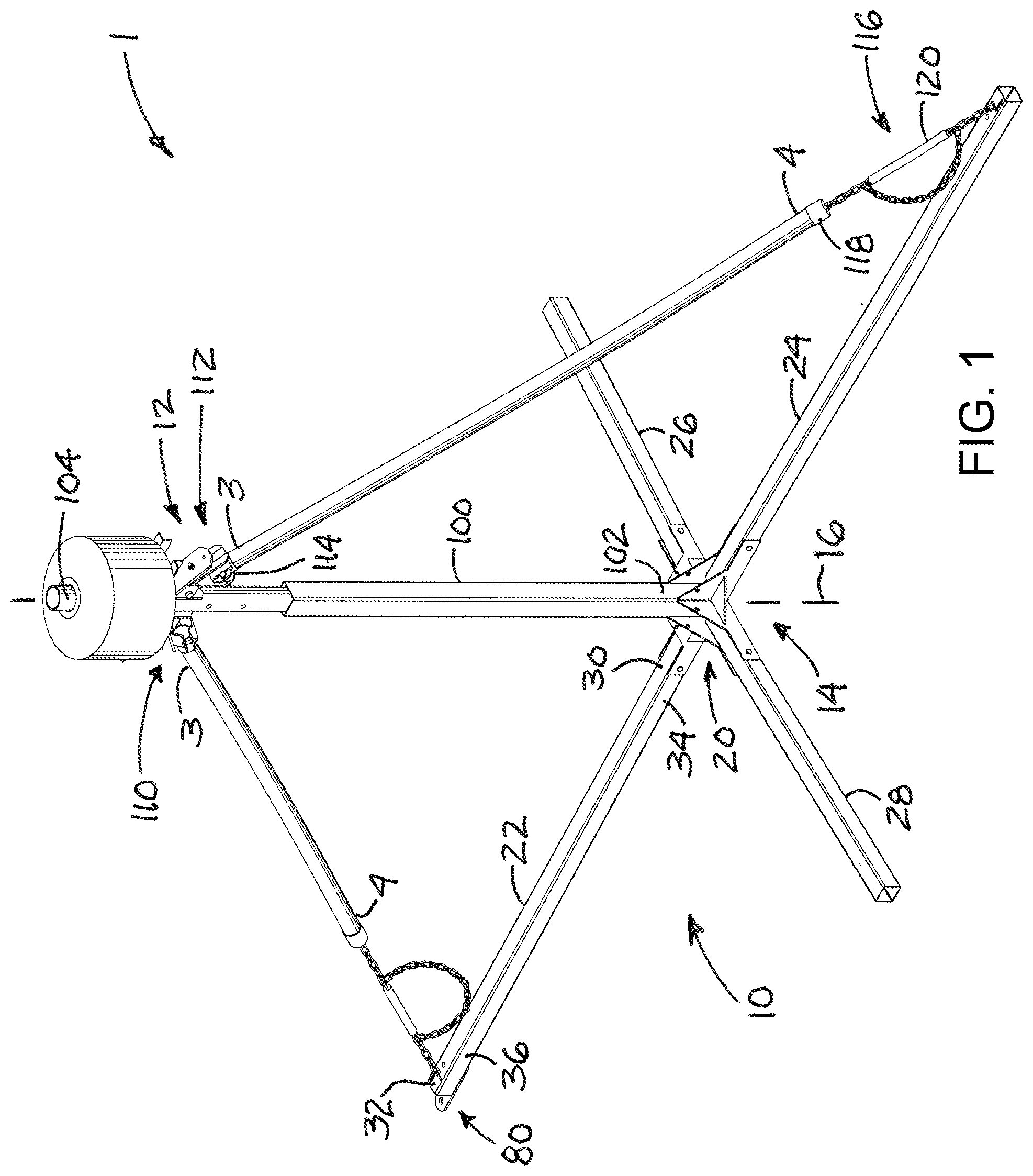 Patent US12137669 Figure 1 – Livestock oiling apparatus with highly compact configuration