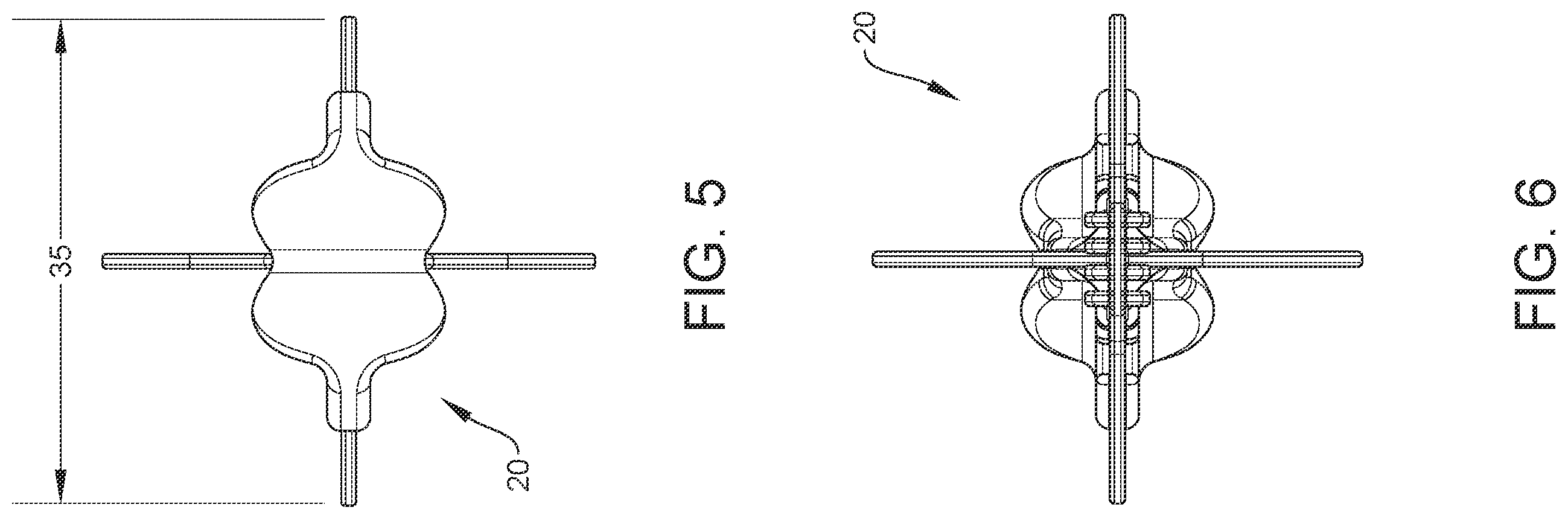 Patent US12137670 Figure 3 – Dog bone shaped projectile and slingshot