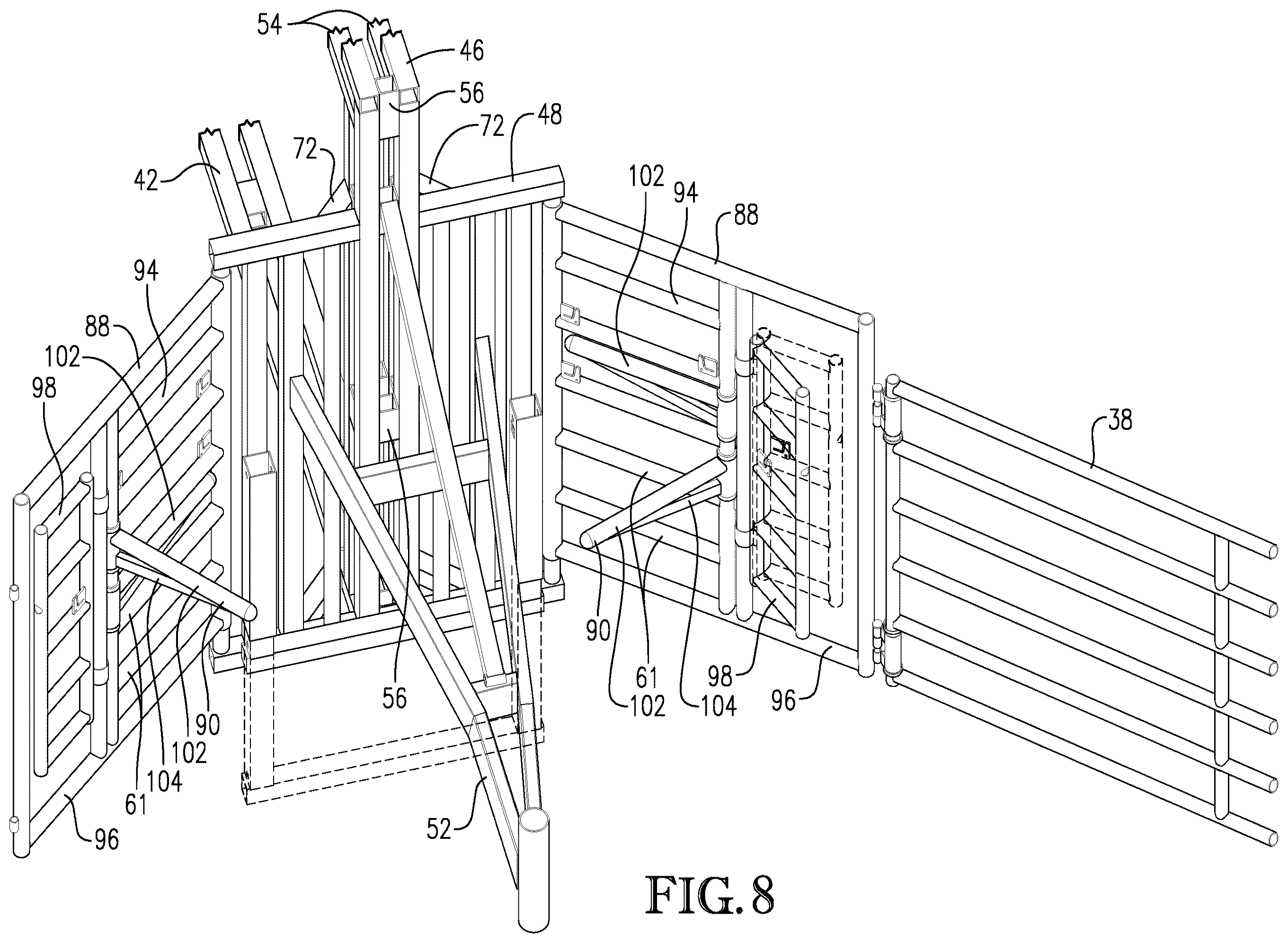 Patent US12137672 Figure 8 – Frame for portable panel assembly