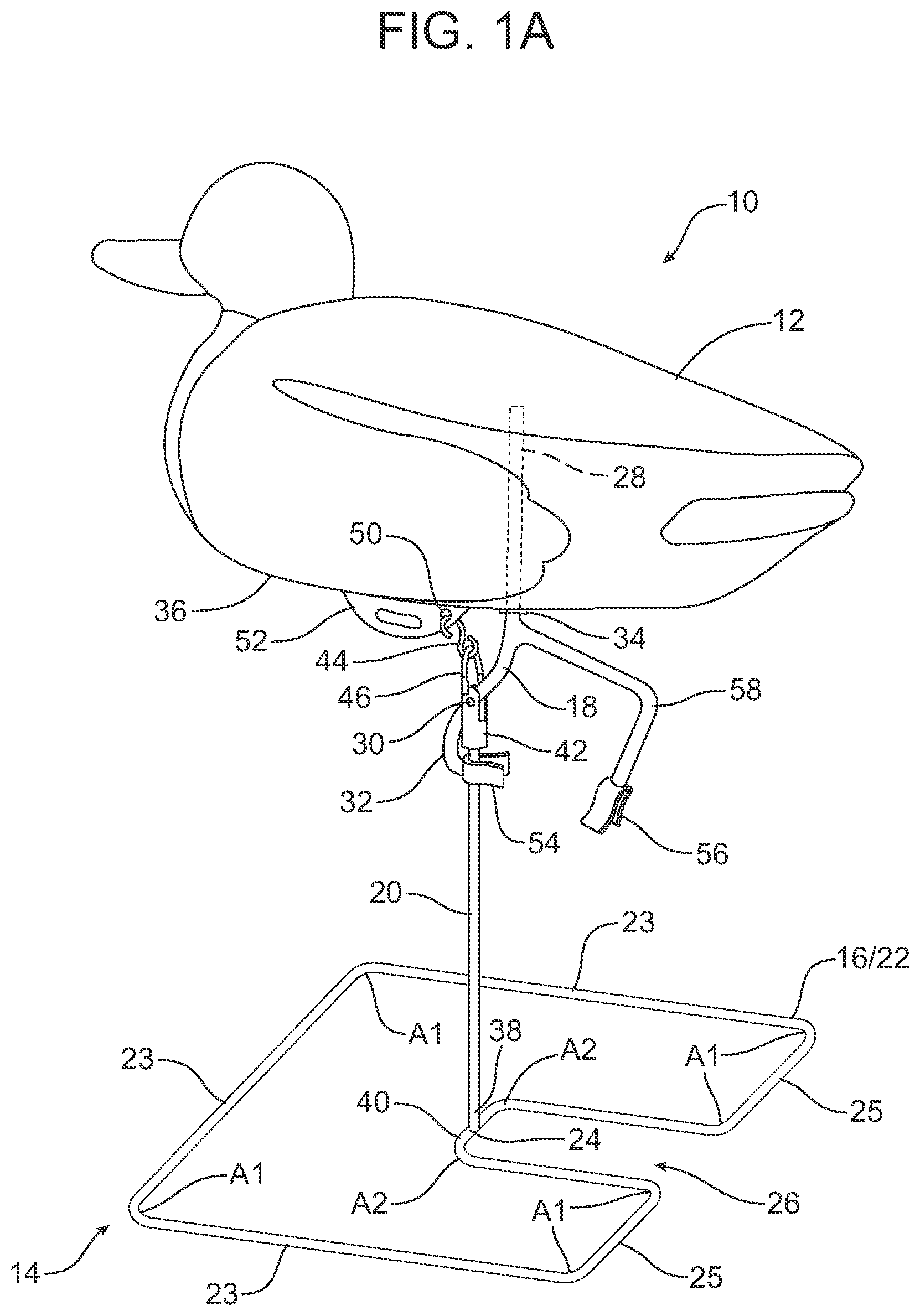 Patent US12137680 Figure 1 – Method of carrying a plurality of duck decoys