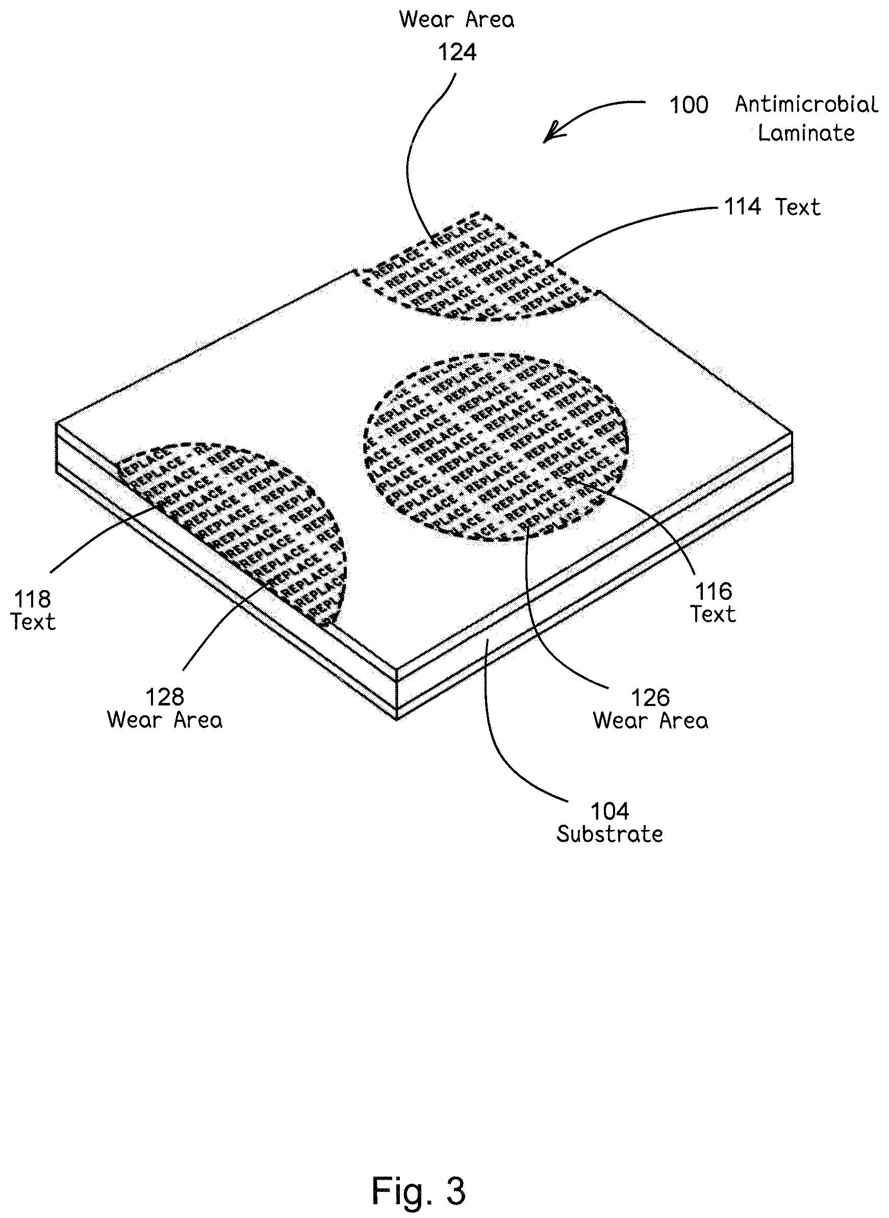 Patent US12137685 Figure 3 – Antimicrobial laminates and coatings indicating efficacy