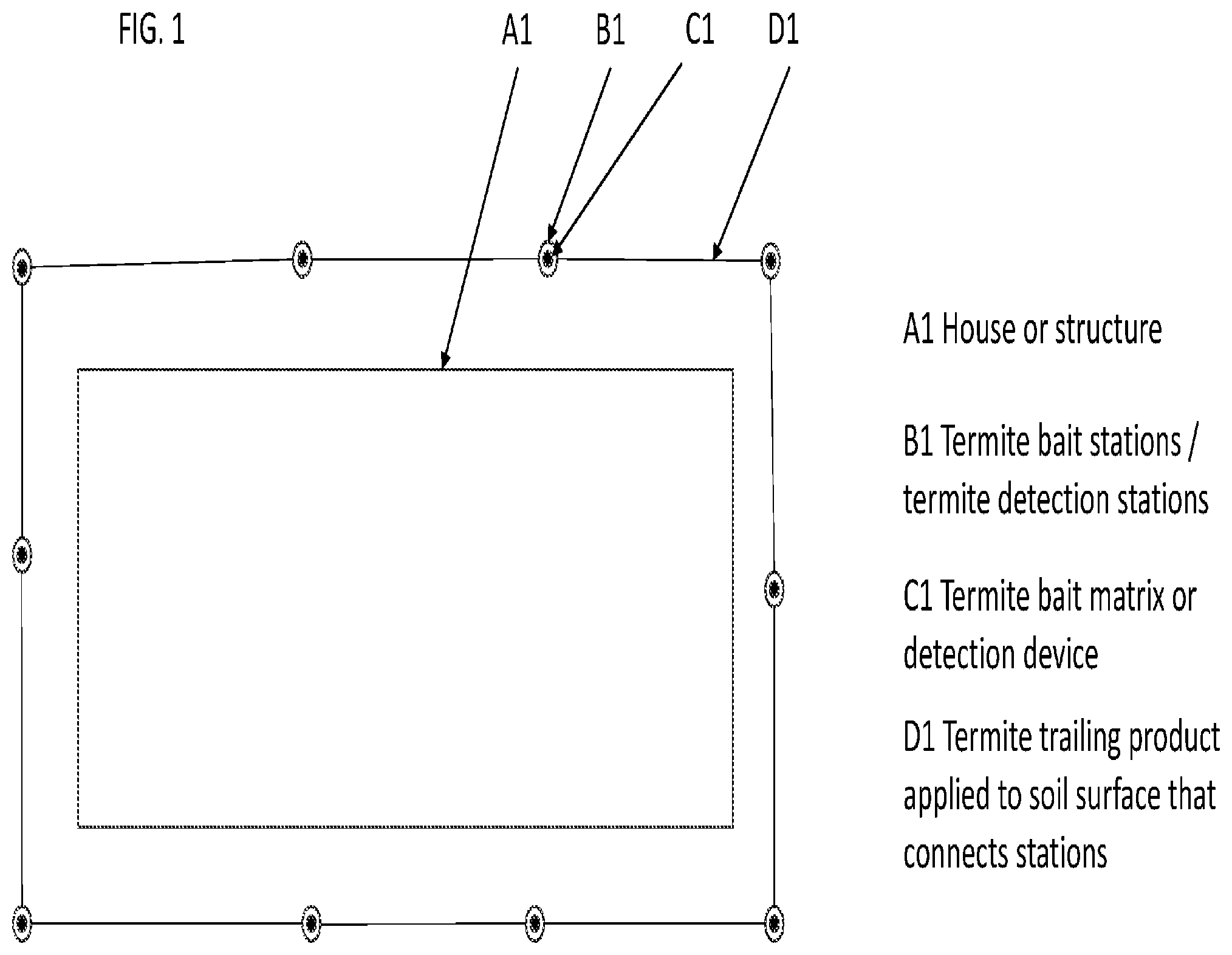 Patent US12137686 Figure 1 – Termite trailing and recruitment product and process