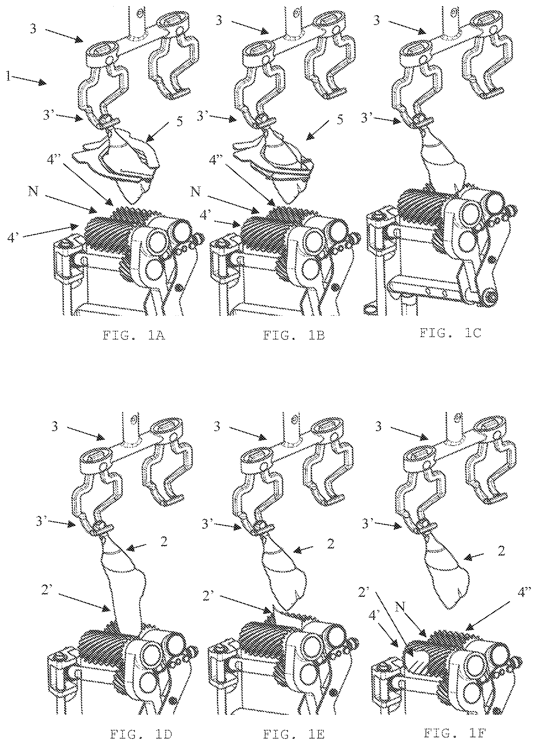 Patent US12137697 Figure 1 – Deskinning apparatus for a poultry leg