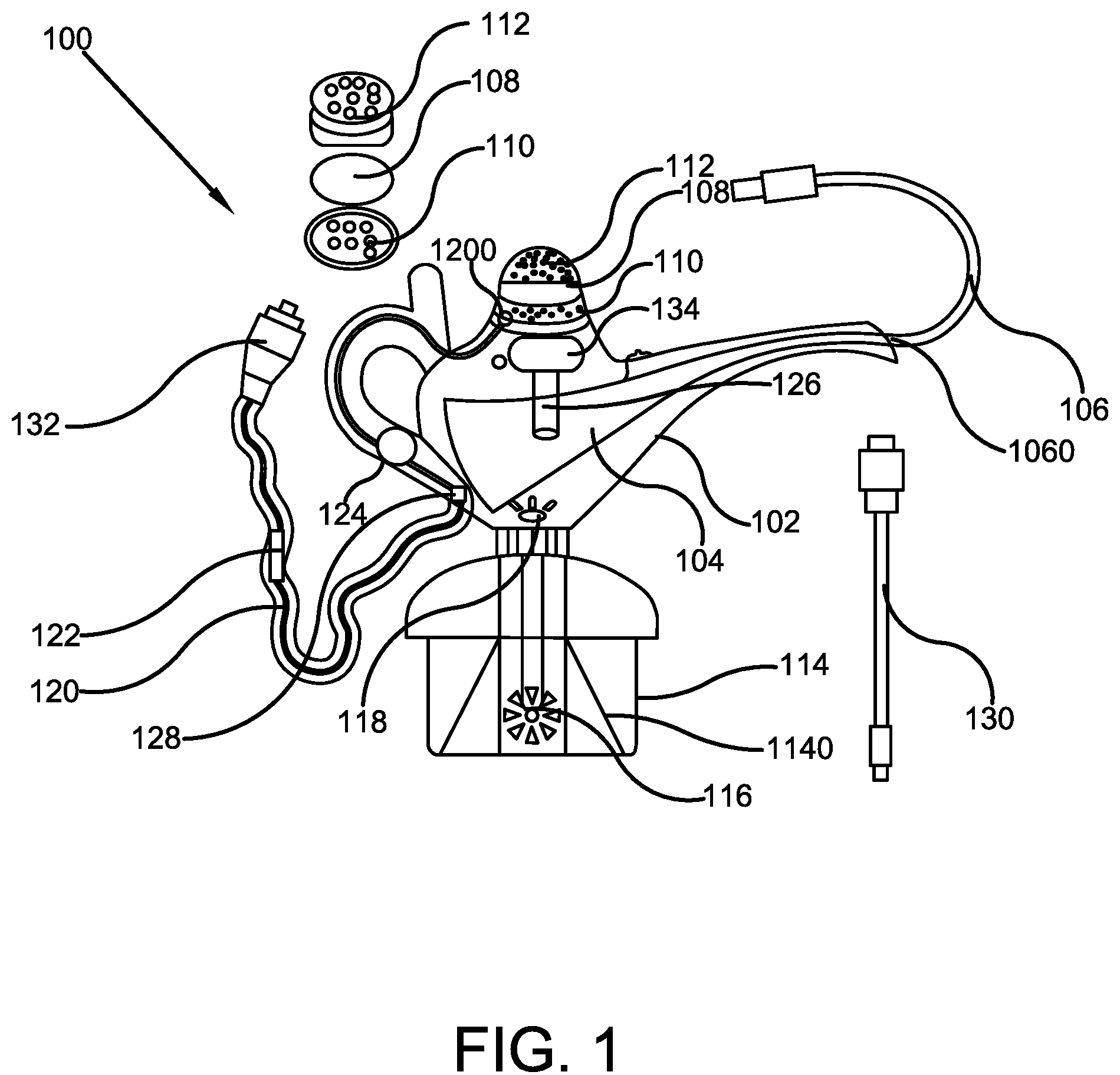Patent US12137732 — Remote powered hookah system — Figure 1