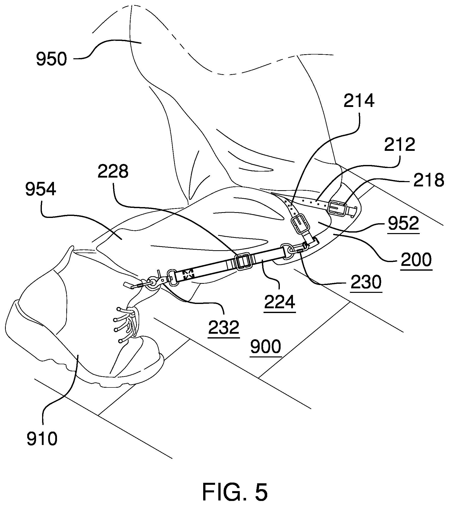 Patent US12137758 Figure 5 – Knee protection assembly