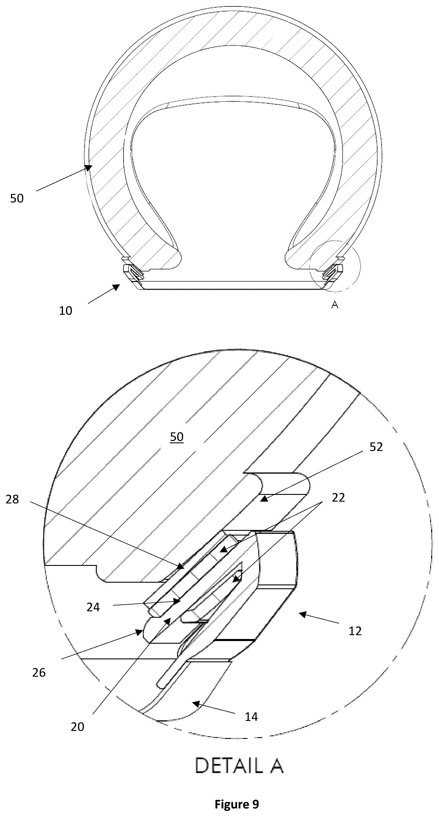 Patent US12137763 Figure 5 – Hair retainer for a helmet