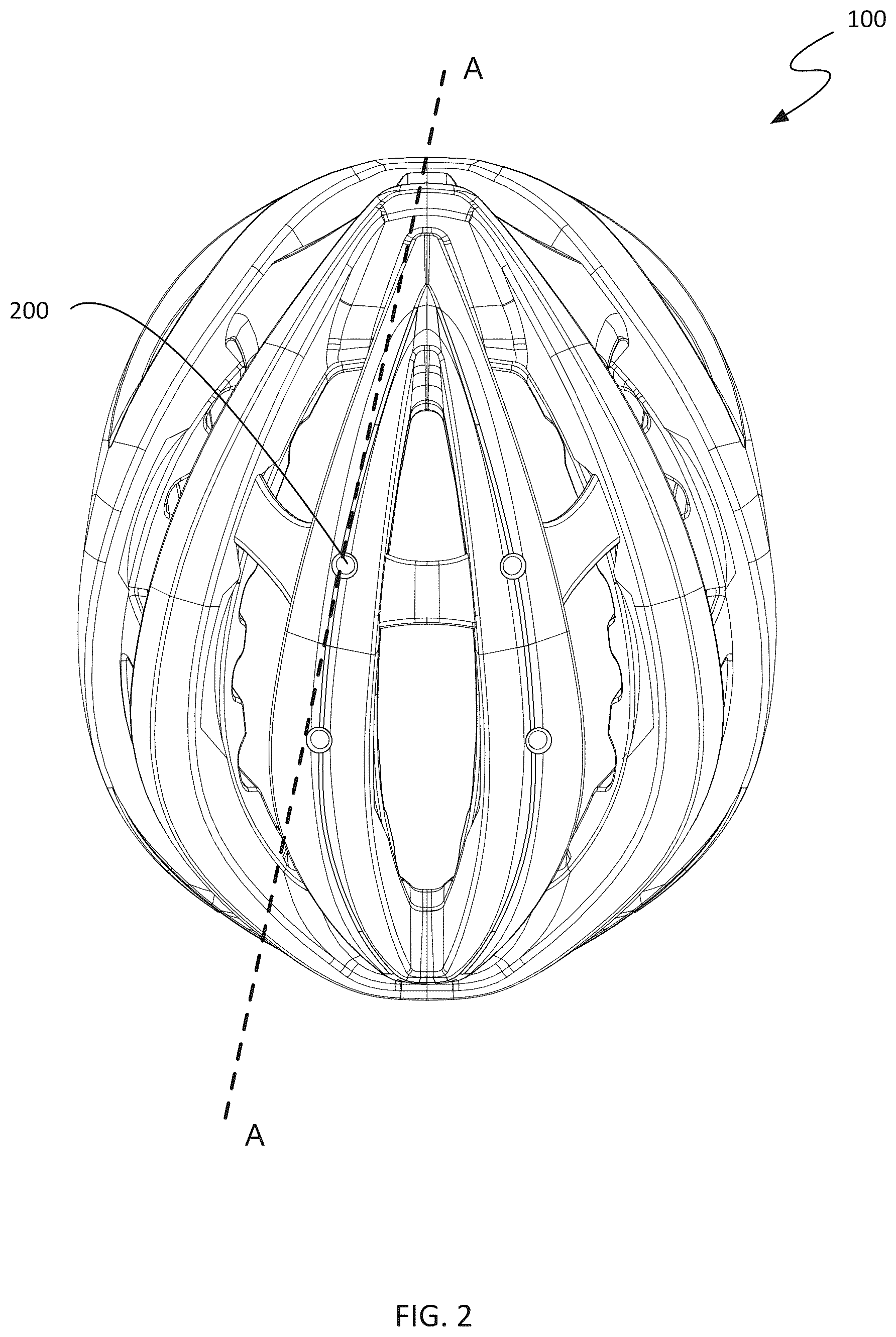Patent US12137765 Figure 3 – Cycling helmet with rotational impact attenuation