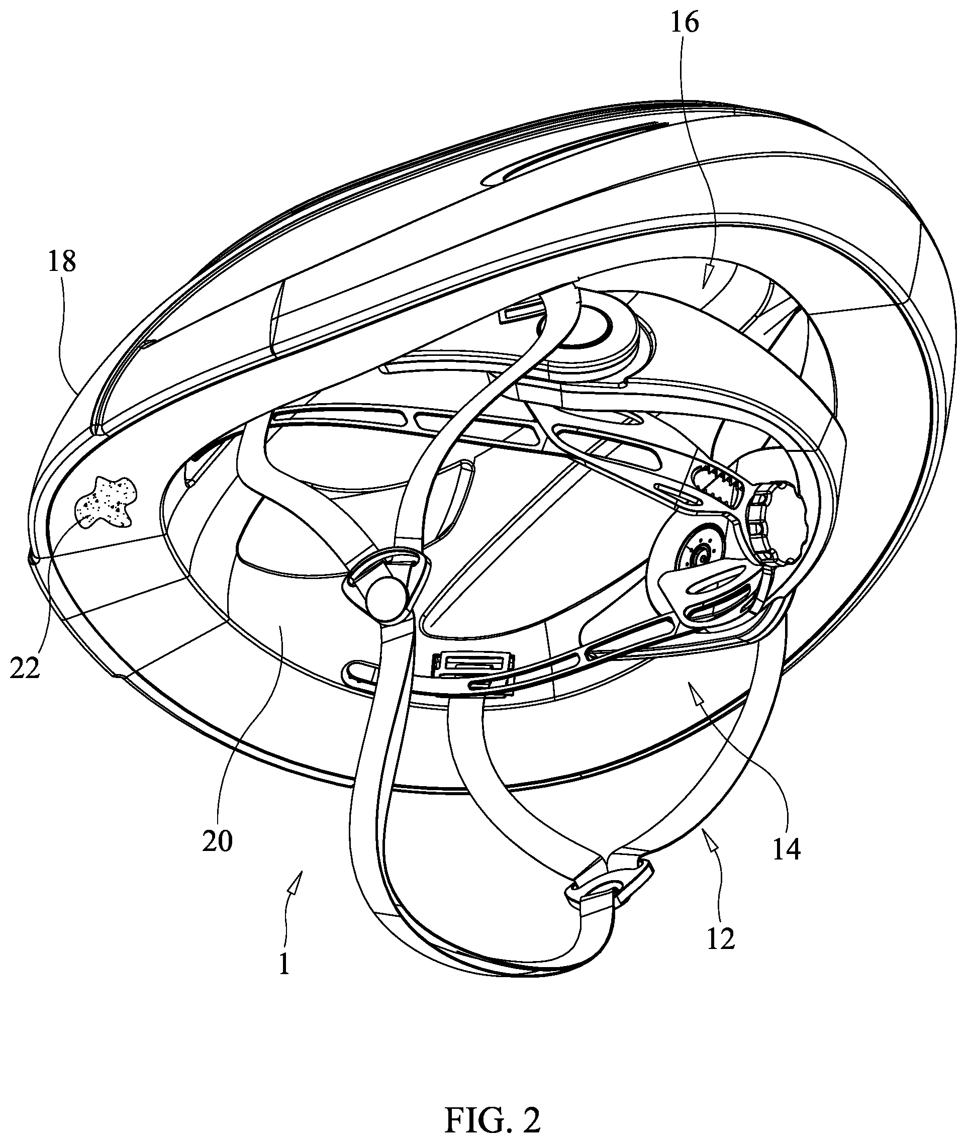 Patent US12137766 Figure 2 – Helmet with adjustable rear hair support