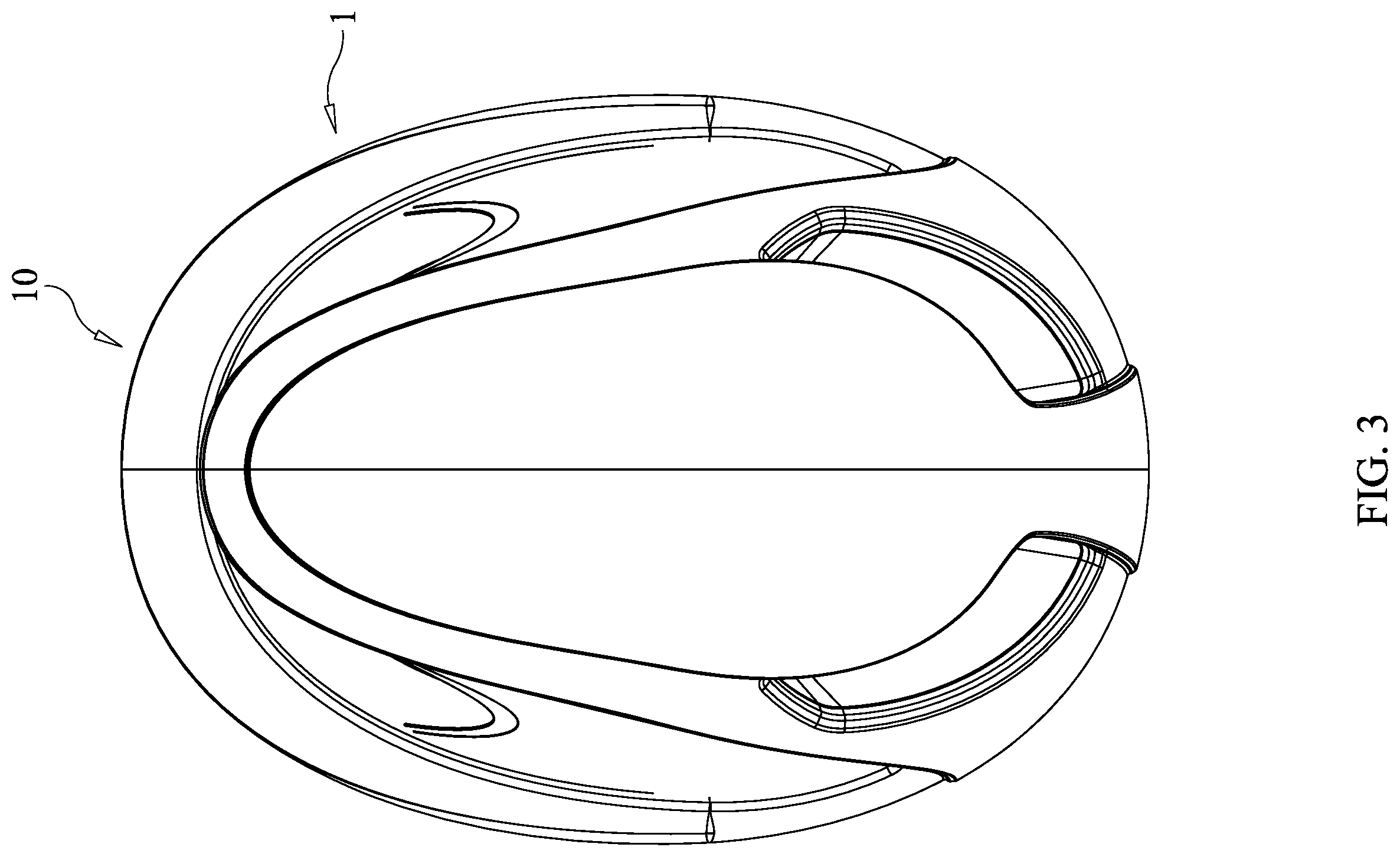 Patent US12137766 Figure 3 – Helmet with adjustable rear hair support