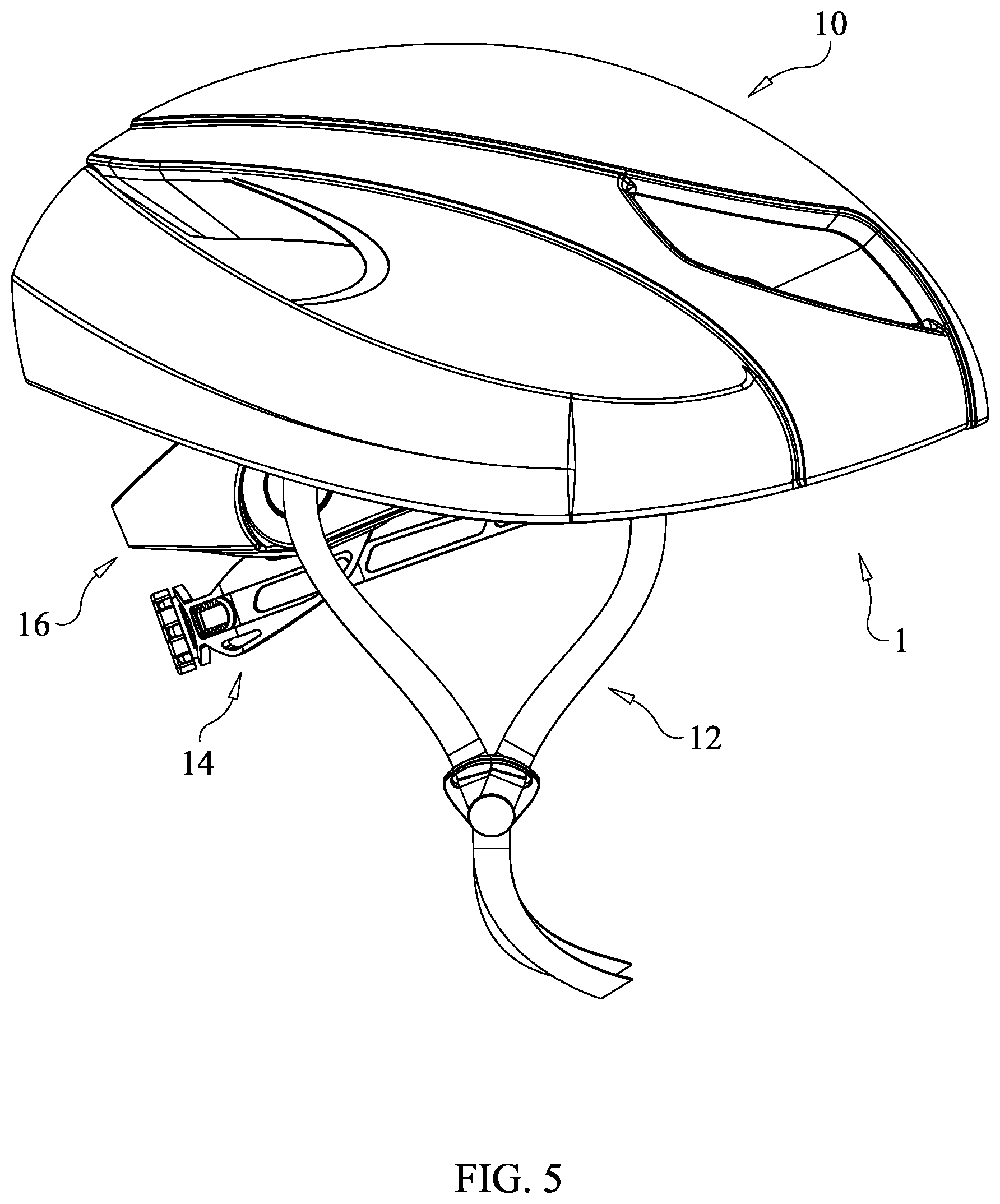 Patent US12137766 Figure 5 – Helmet with adjustable rear hair support